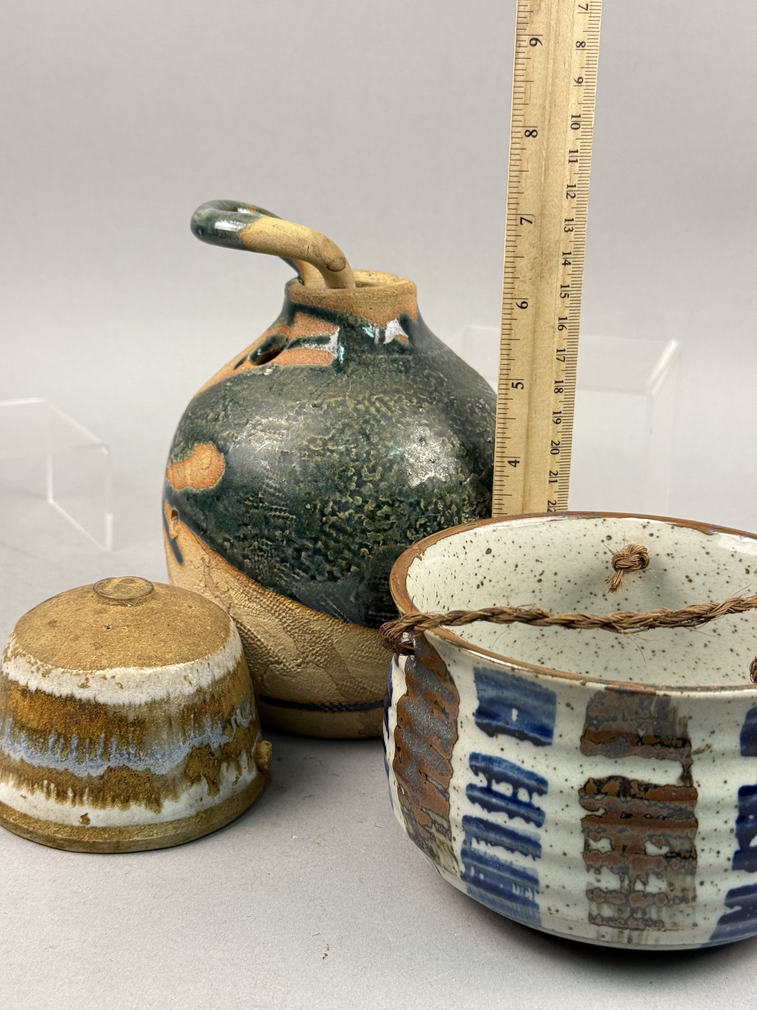 A Trio of Assorted Art Pottery Stoneware Vessels