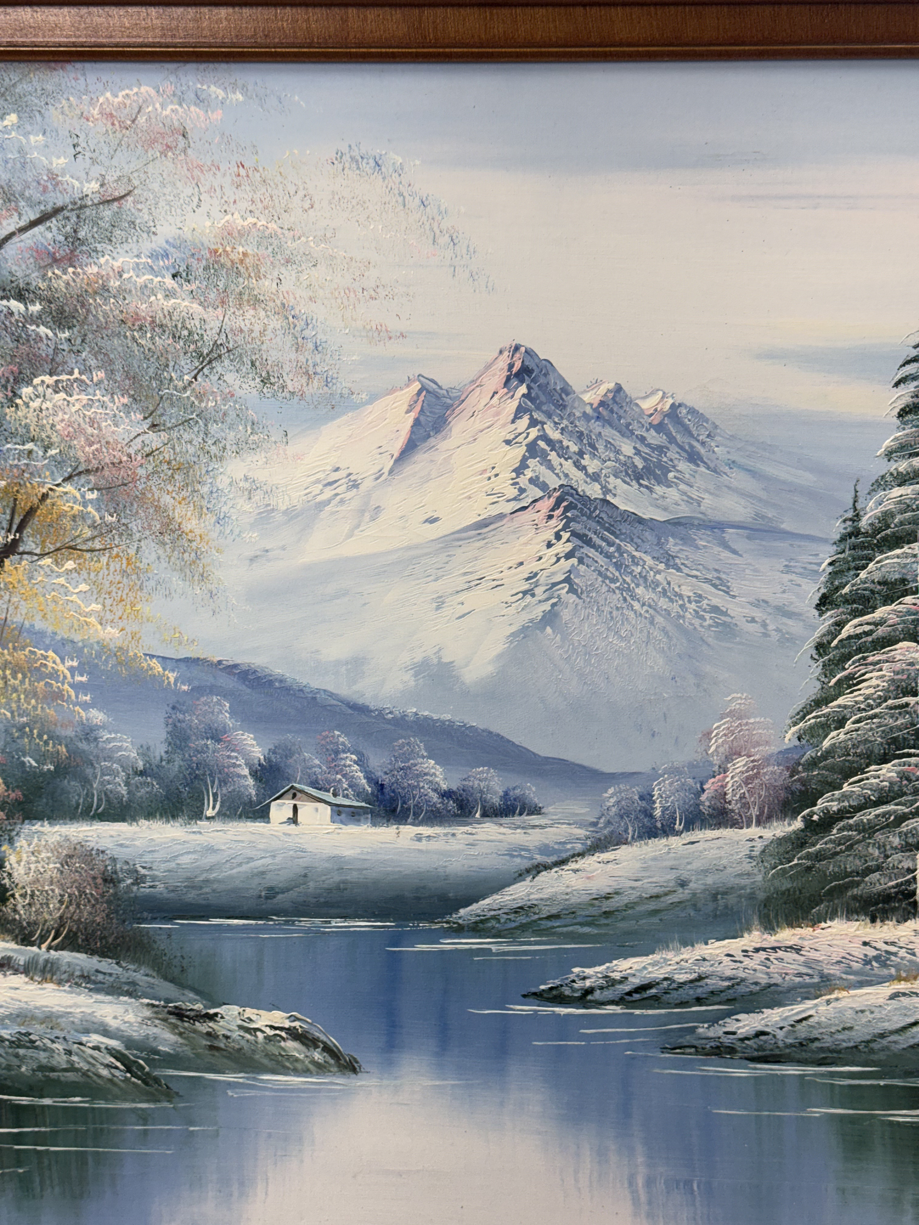 20th Century Winter Mountain Oil on Canvas