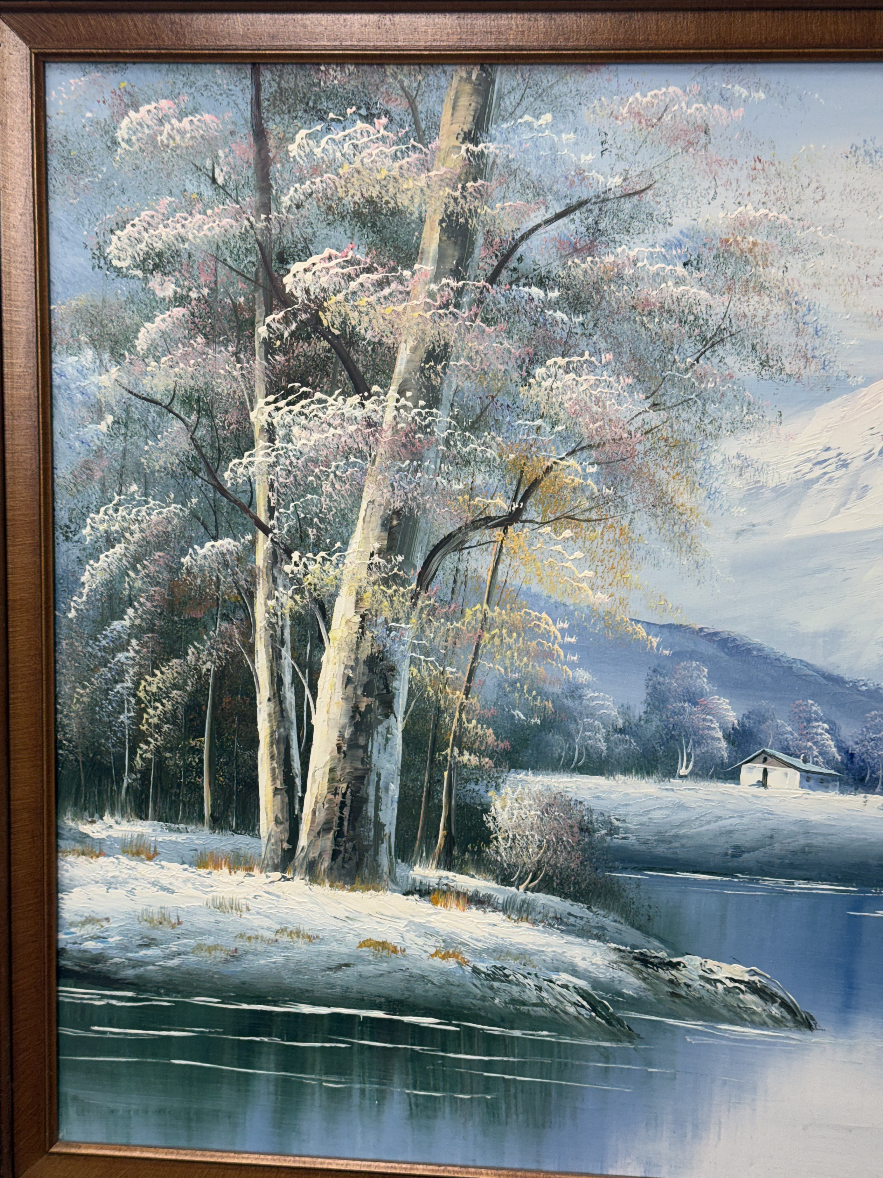 20th Century Winter Mountain Oil on Canvas