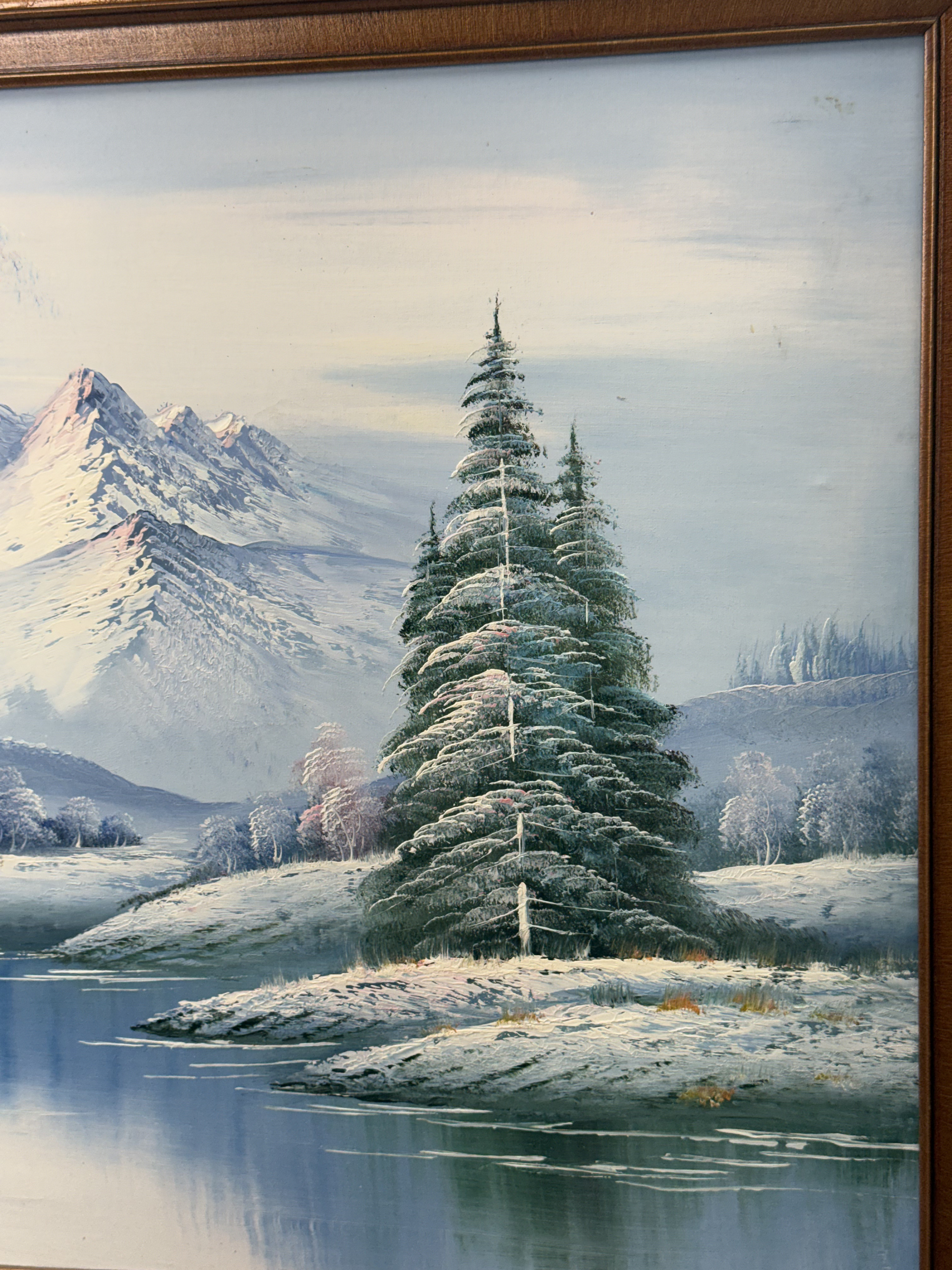 20th Century Winter Mountain Oil on Canvas