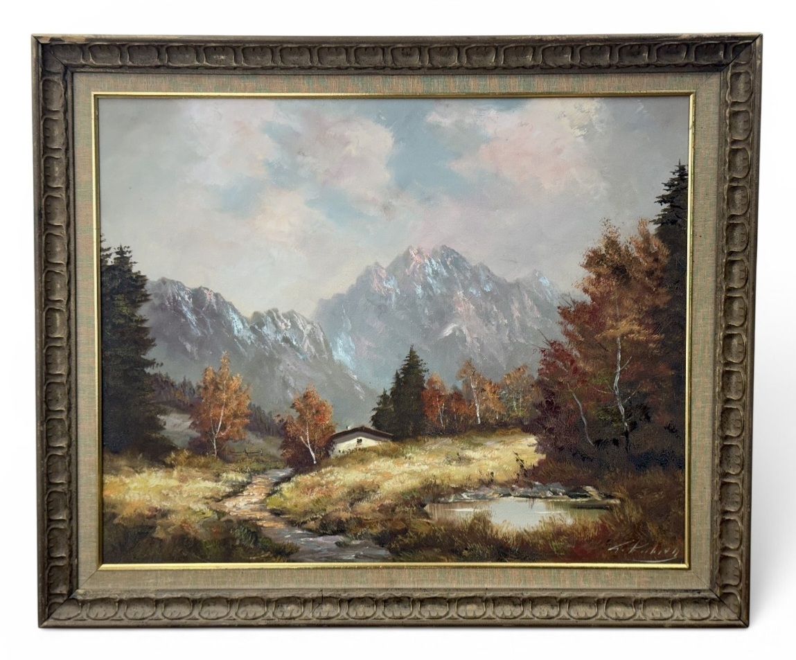 Alpine Landscape Oil on Canvas Signed