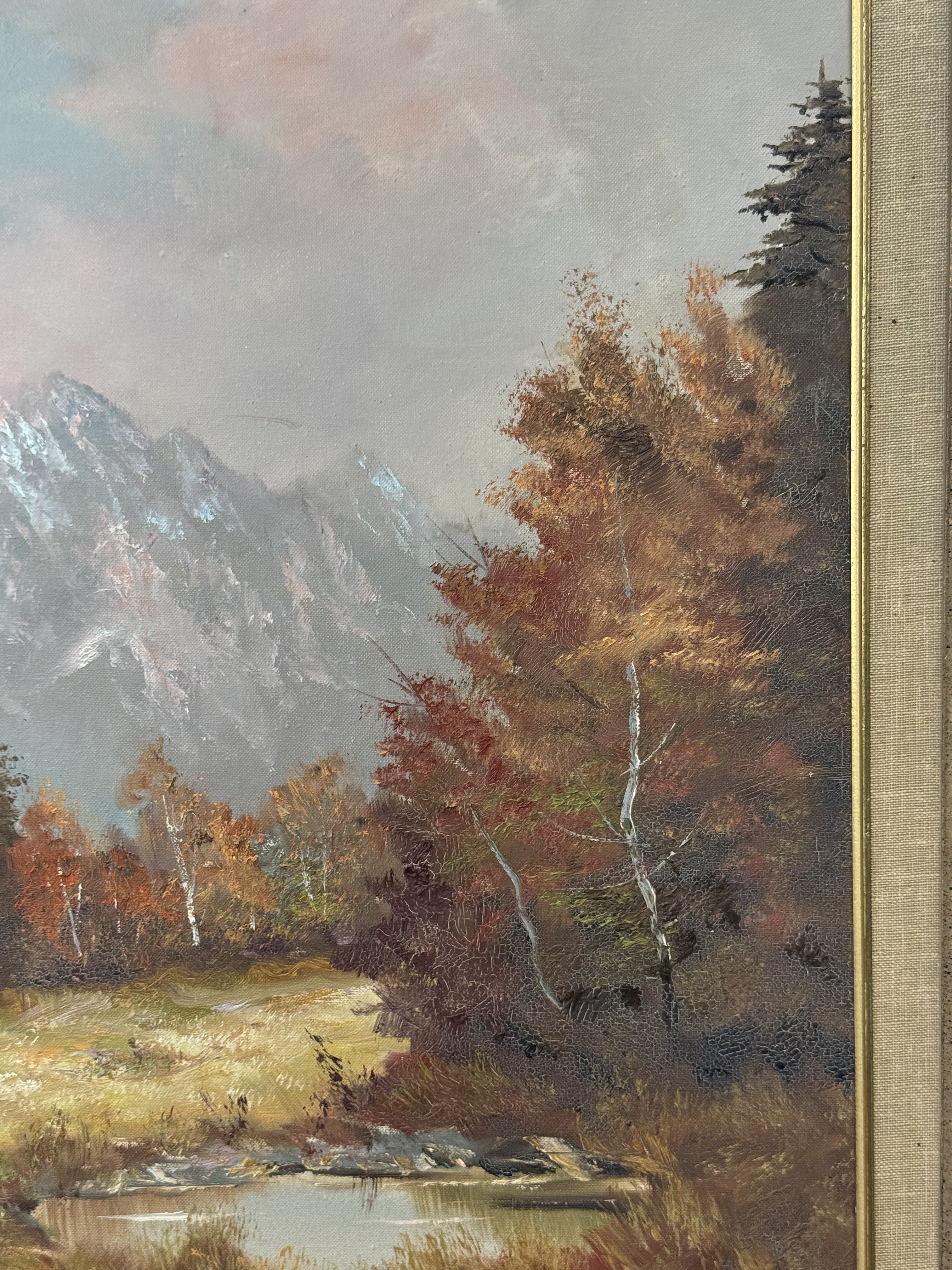 Alpine Landscape Oil on Canvas Signed