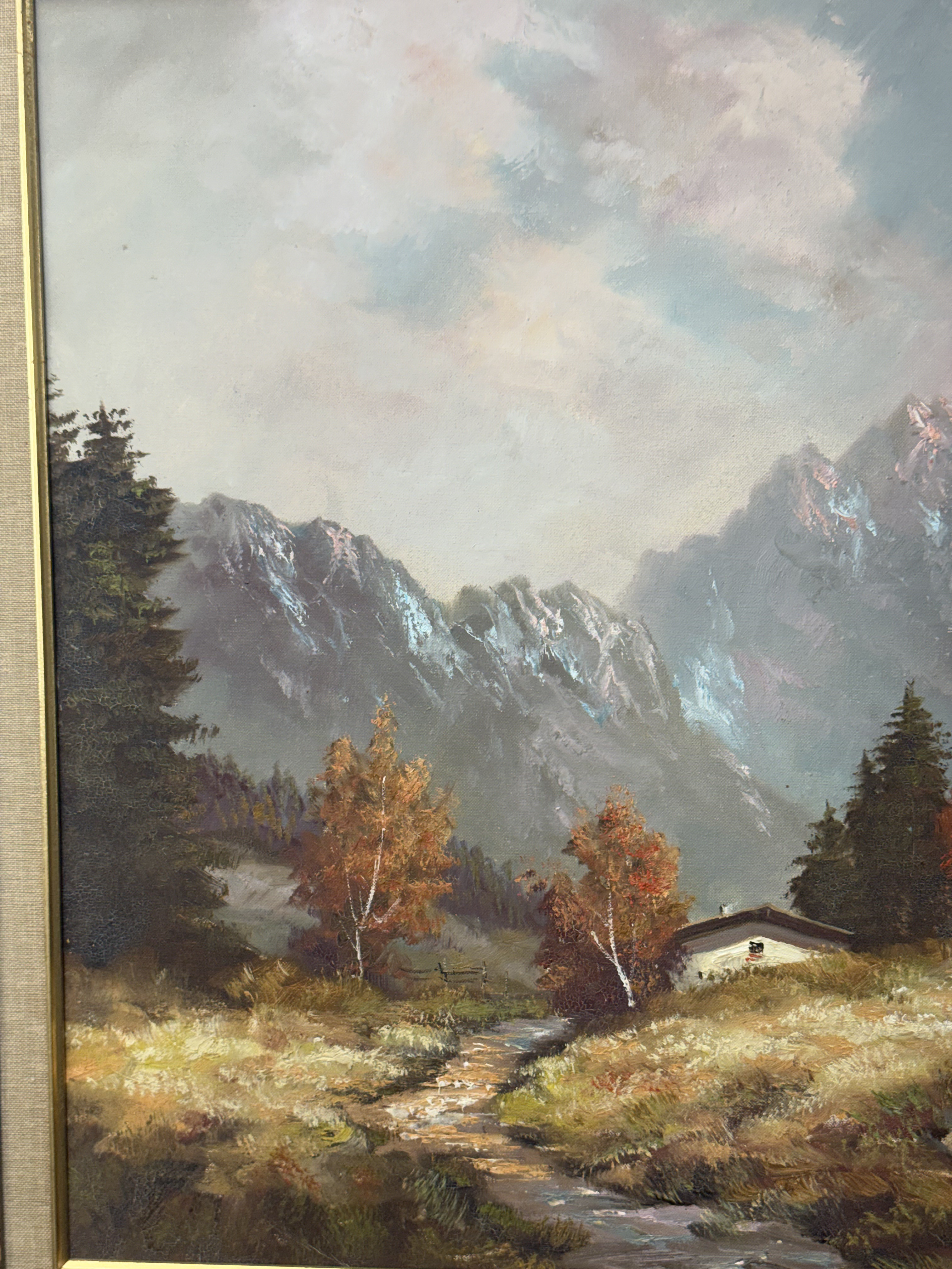 Alpine Landscape Oil on Canvas Signed