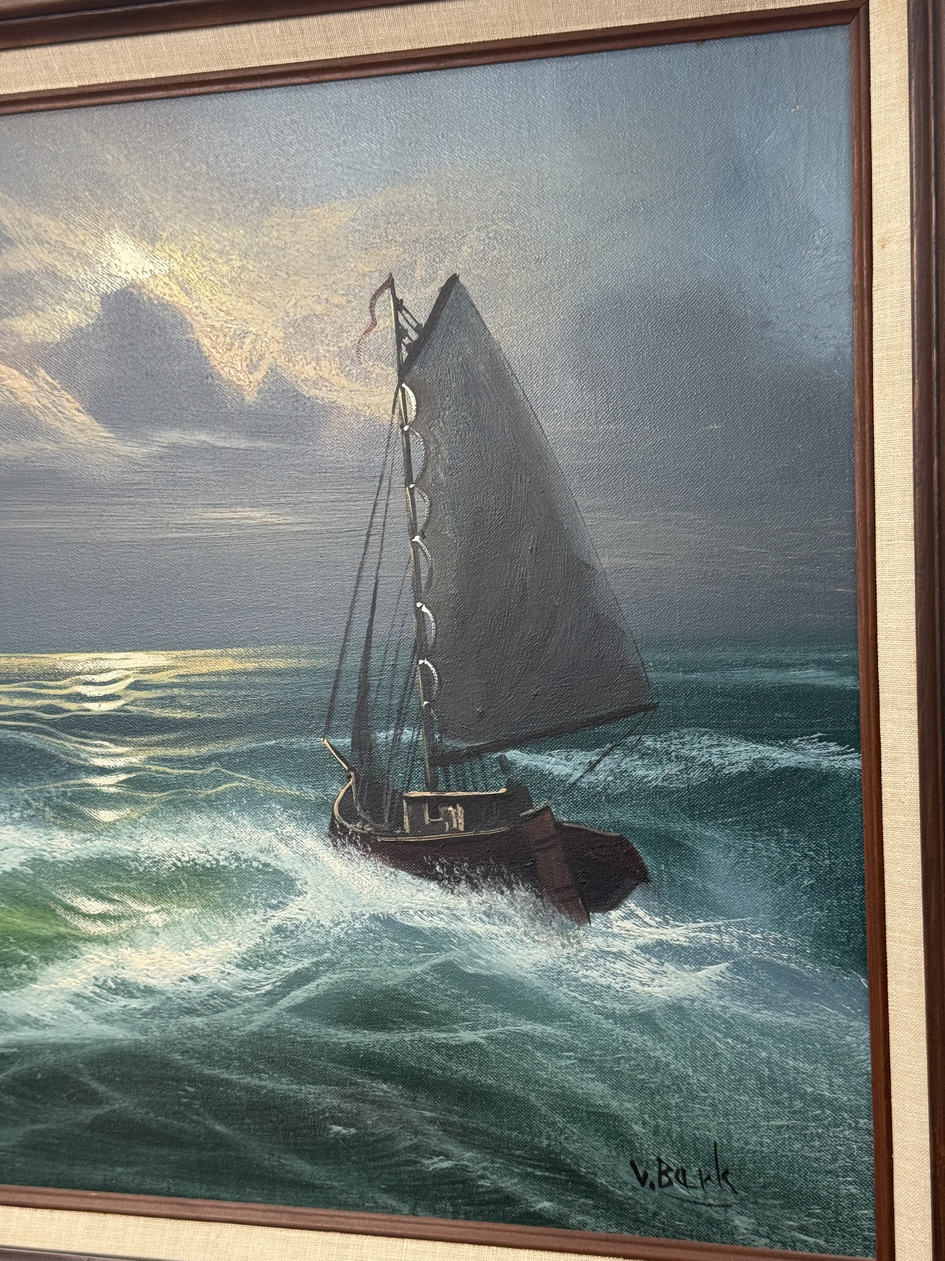 V. Berk Maritime Oil on Canvas Seascape