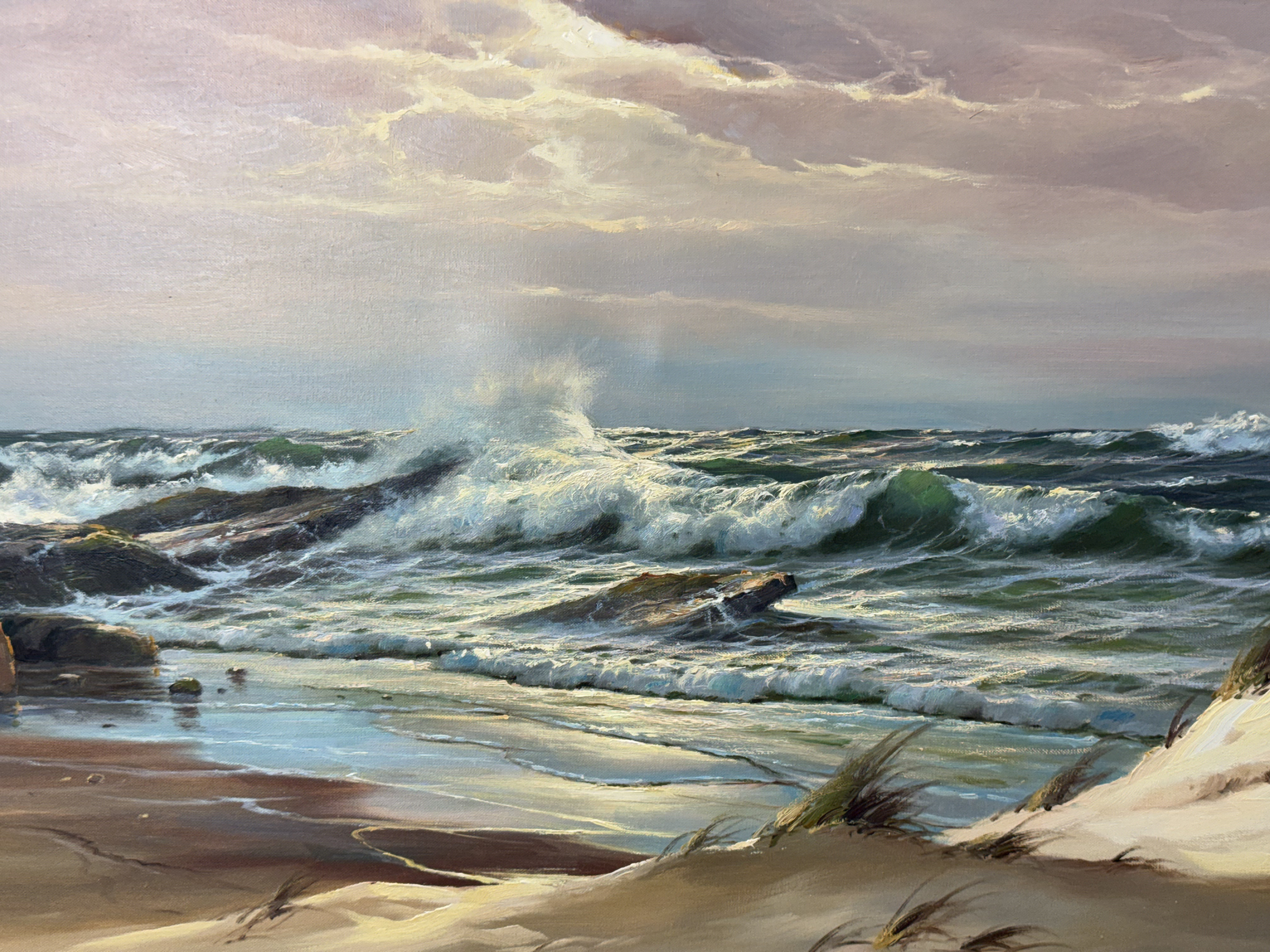 Horst Alter Sea Coast Large Oil on Canvas Seascape