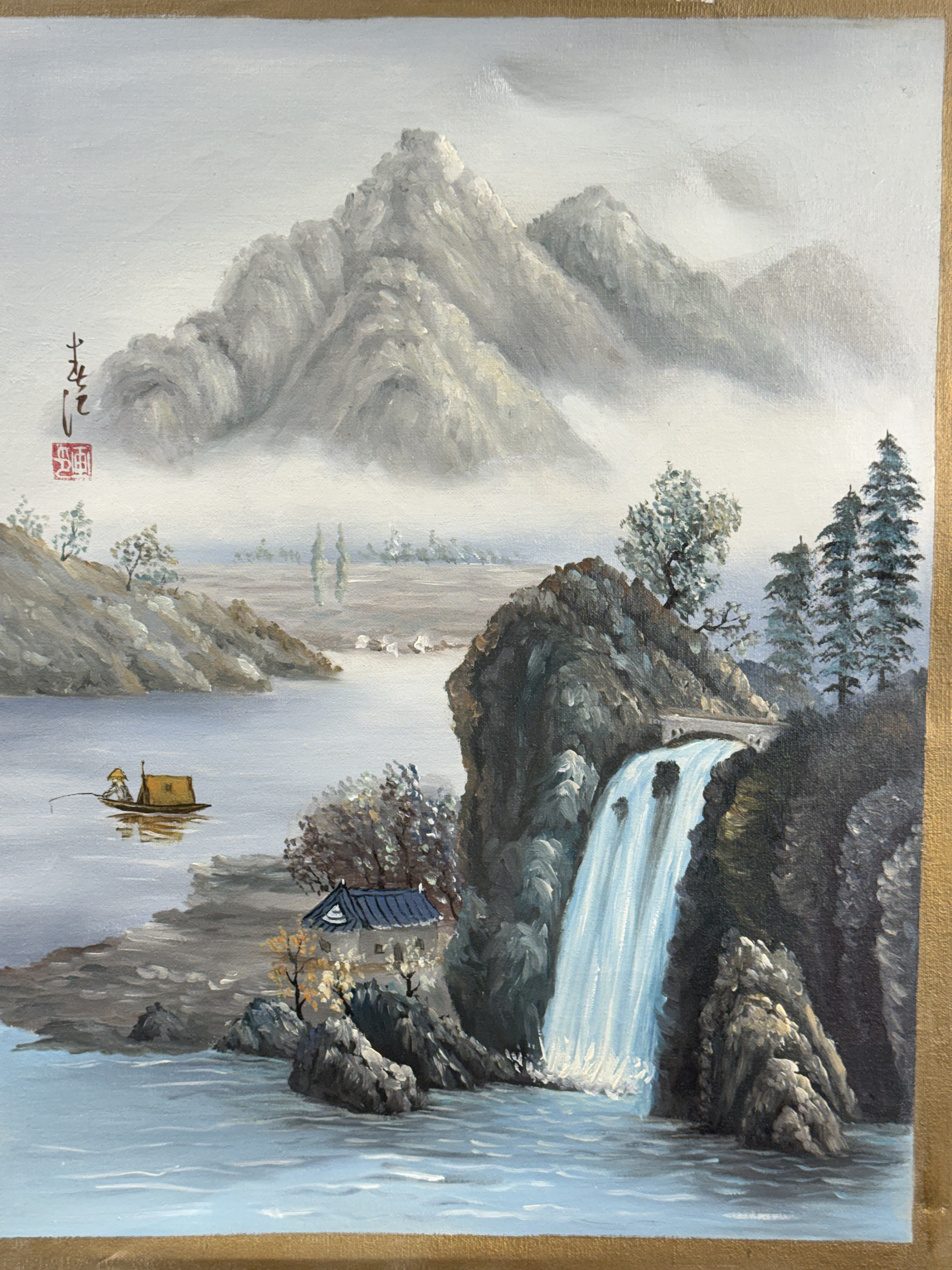 East Asian Style Landscape Oil on Canvas