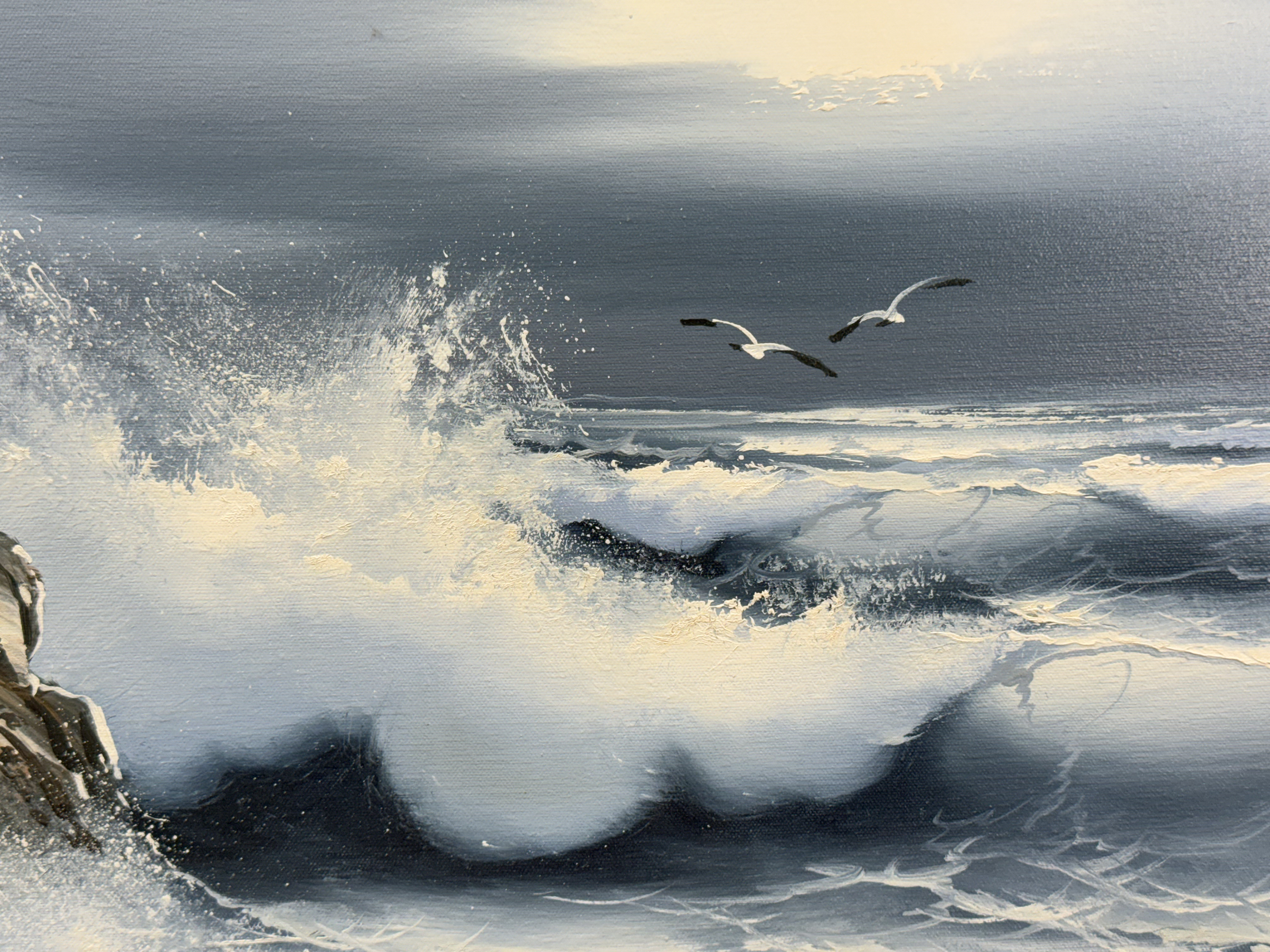 Seascape Oil on Canvas, Signed Engel