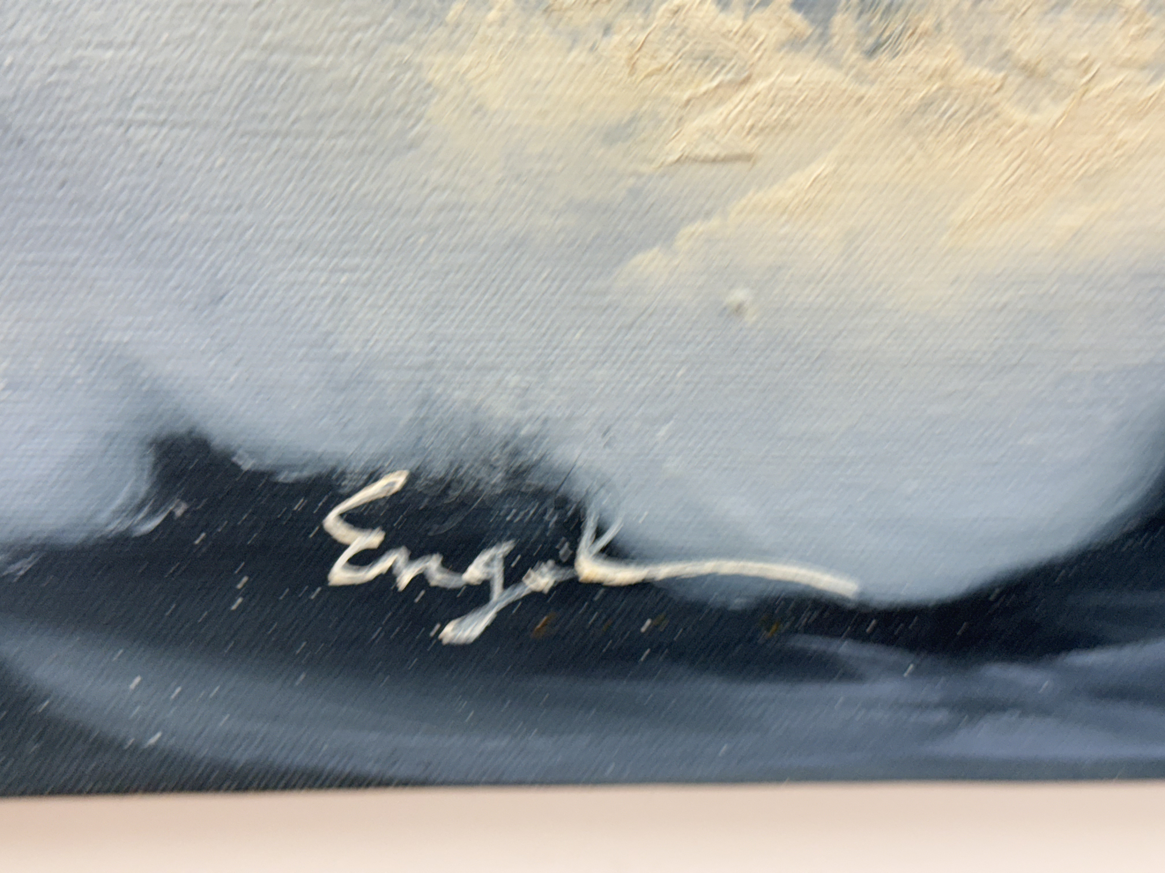Seascape Oil on Canvas, Signed Engel