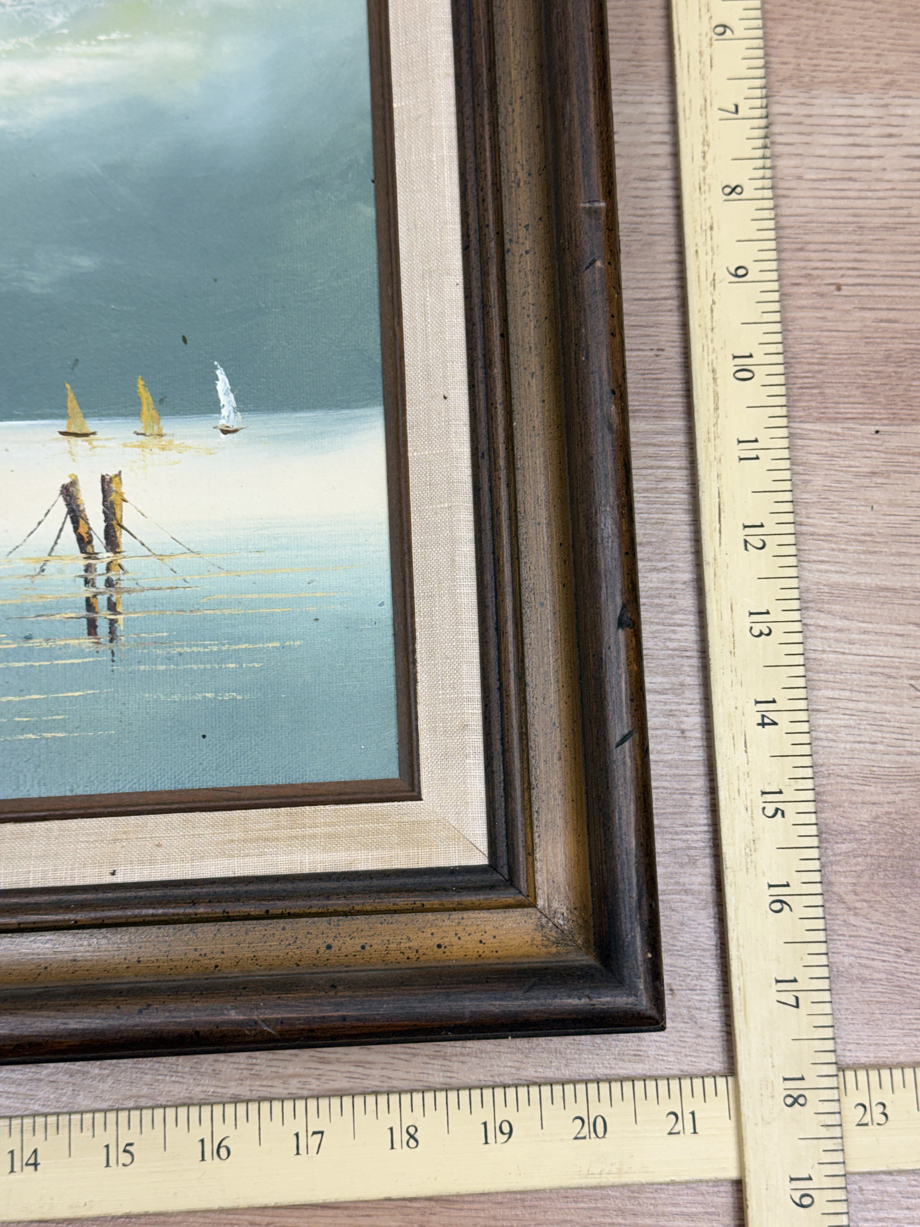 Mid-Century Harbor Scene Oil on Canvas Hamilton