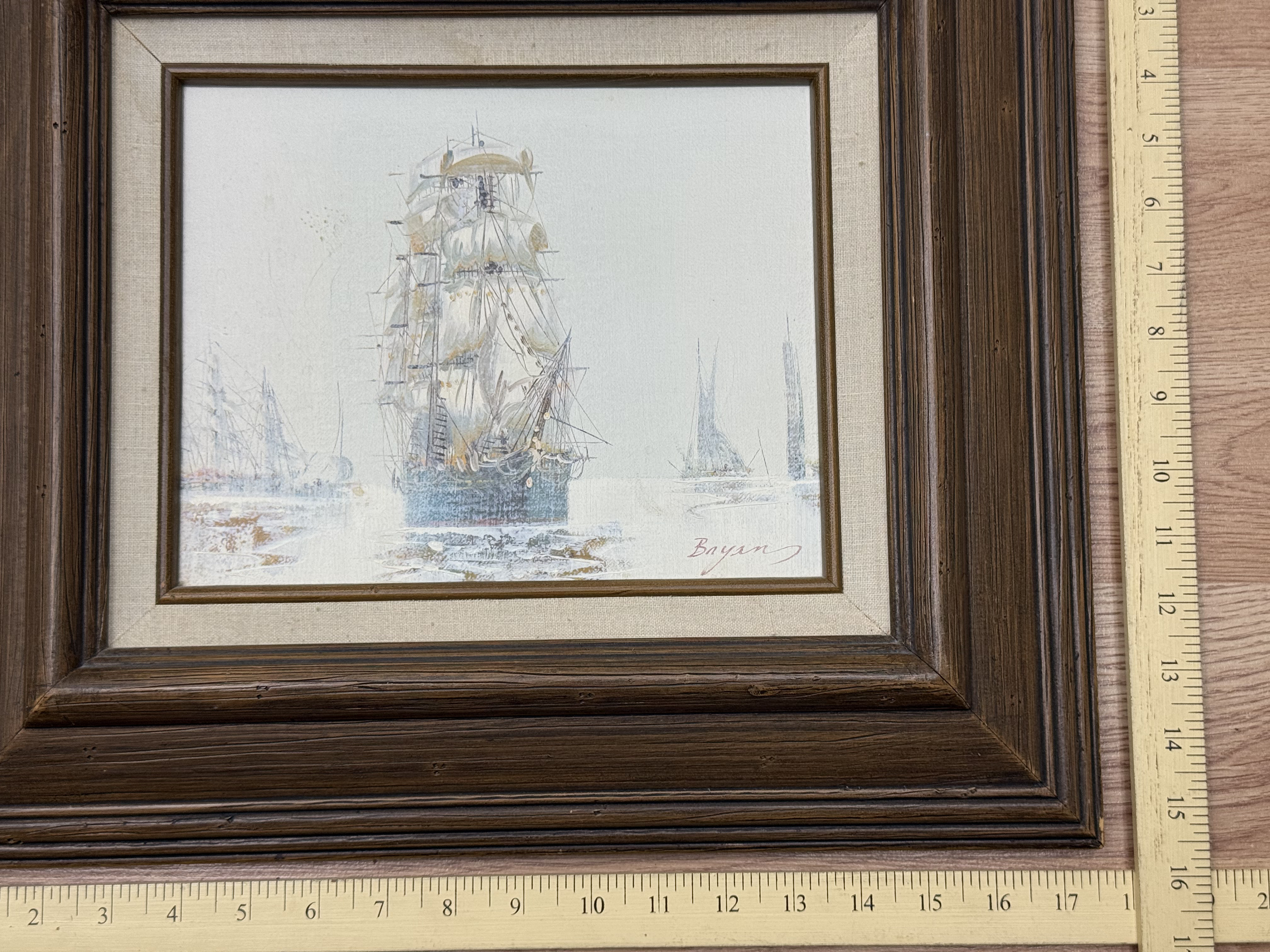 Sailing Ship at Sea Oil on Canvas Signed