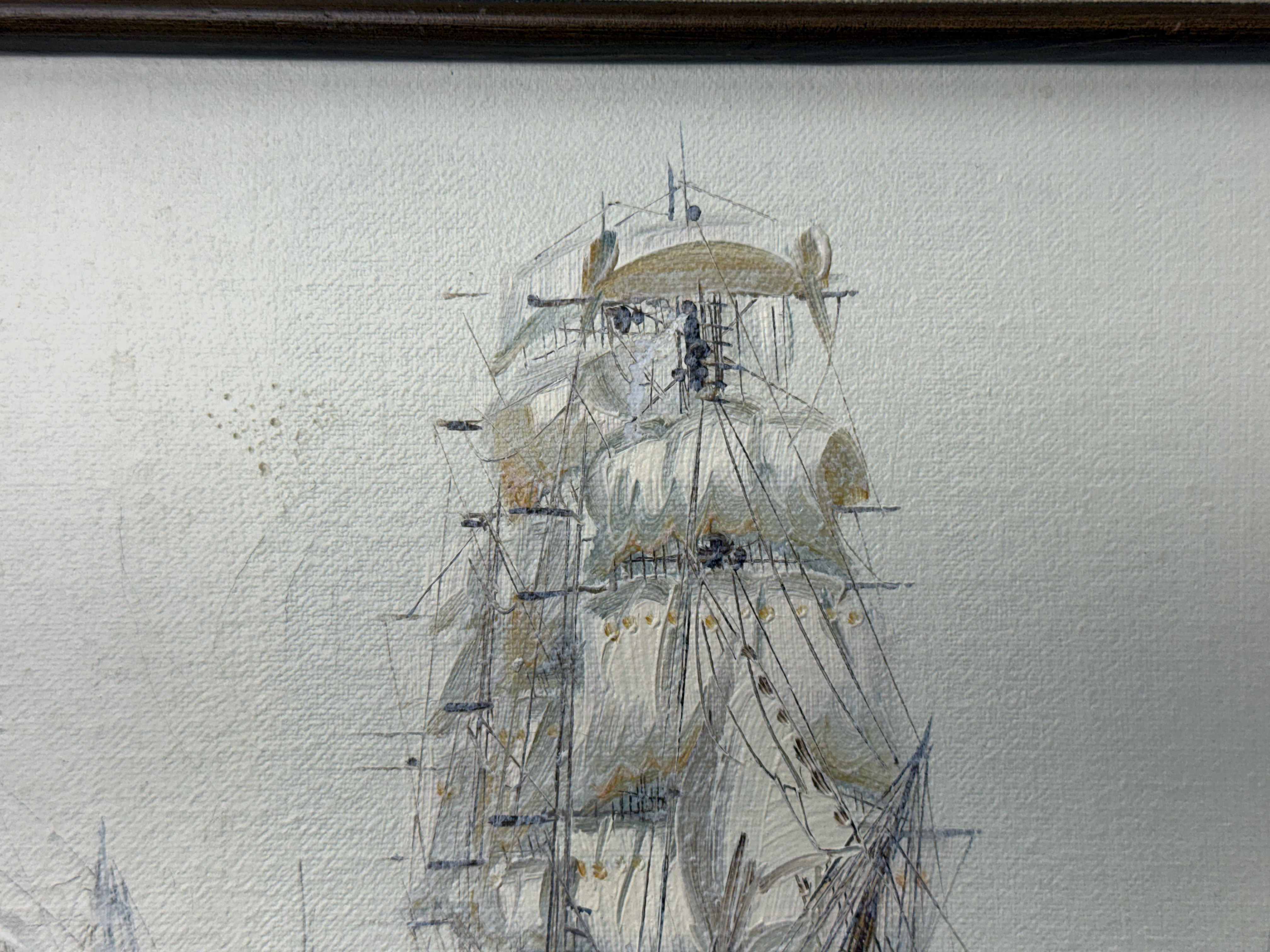 Sailing Ship at Sea Oil on Canvas Signed