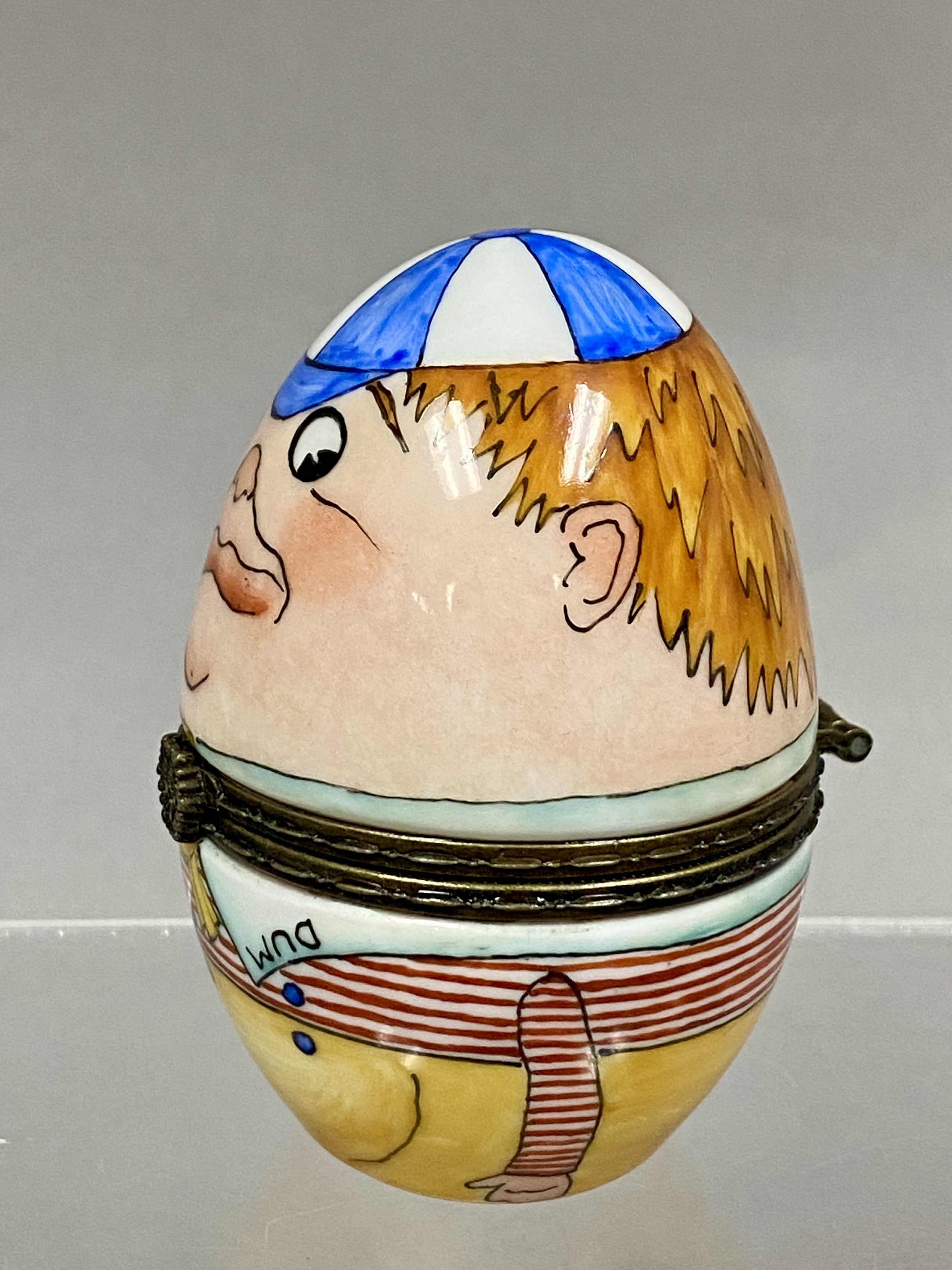 Signed James Weeks, "Tweedledum" Ceramic Egg Box