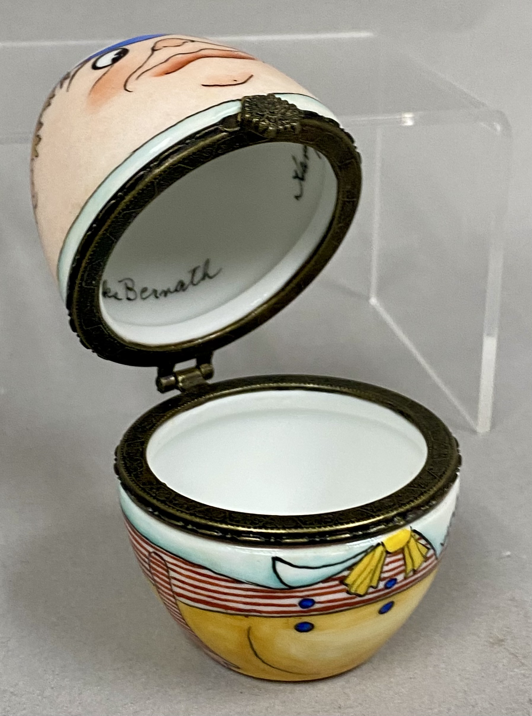 Signed James Weeks, "Tweedledum" Ceramic Egg Box