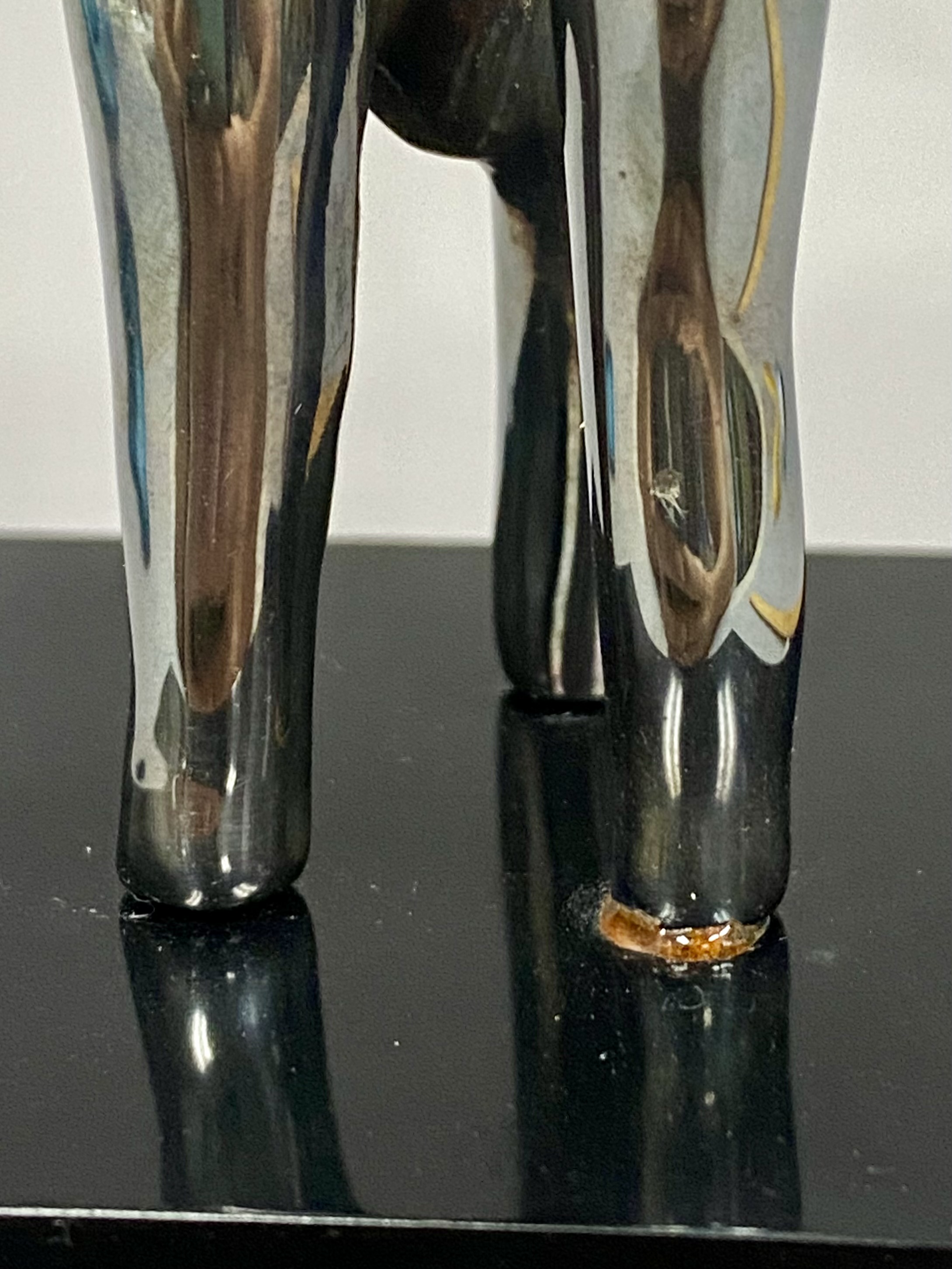 Modernist Silvered Metal Sculpture Embracing Lovers