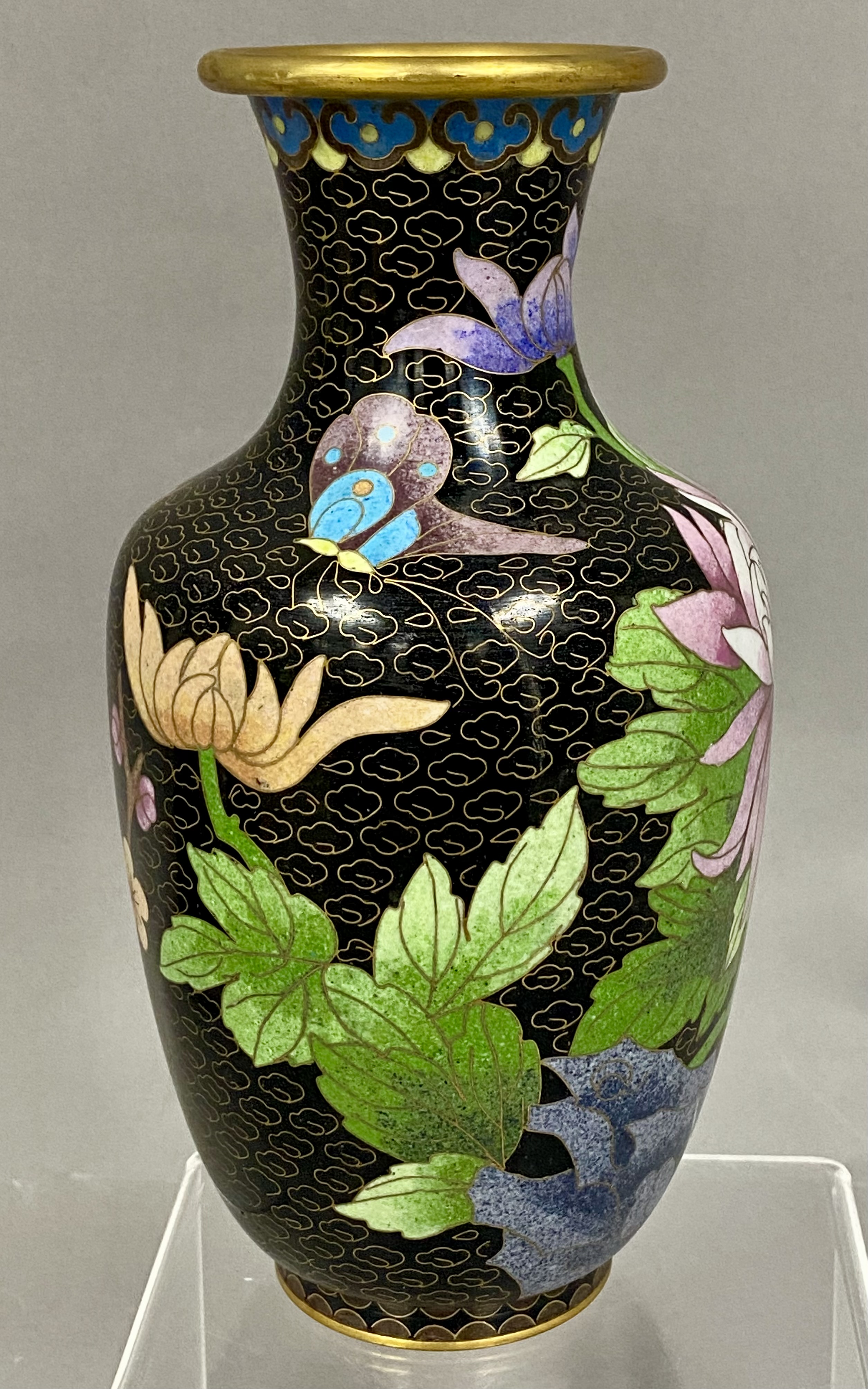 Trio of Vintage Chinese Cloisonne Enamel Vases