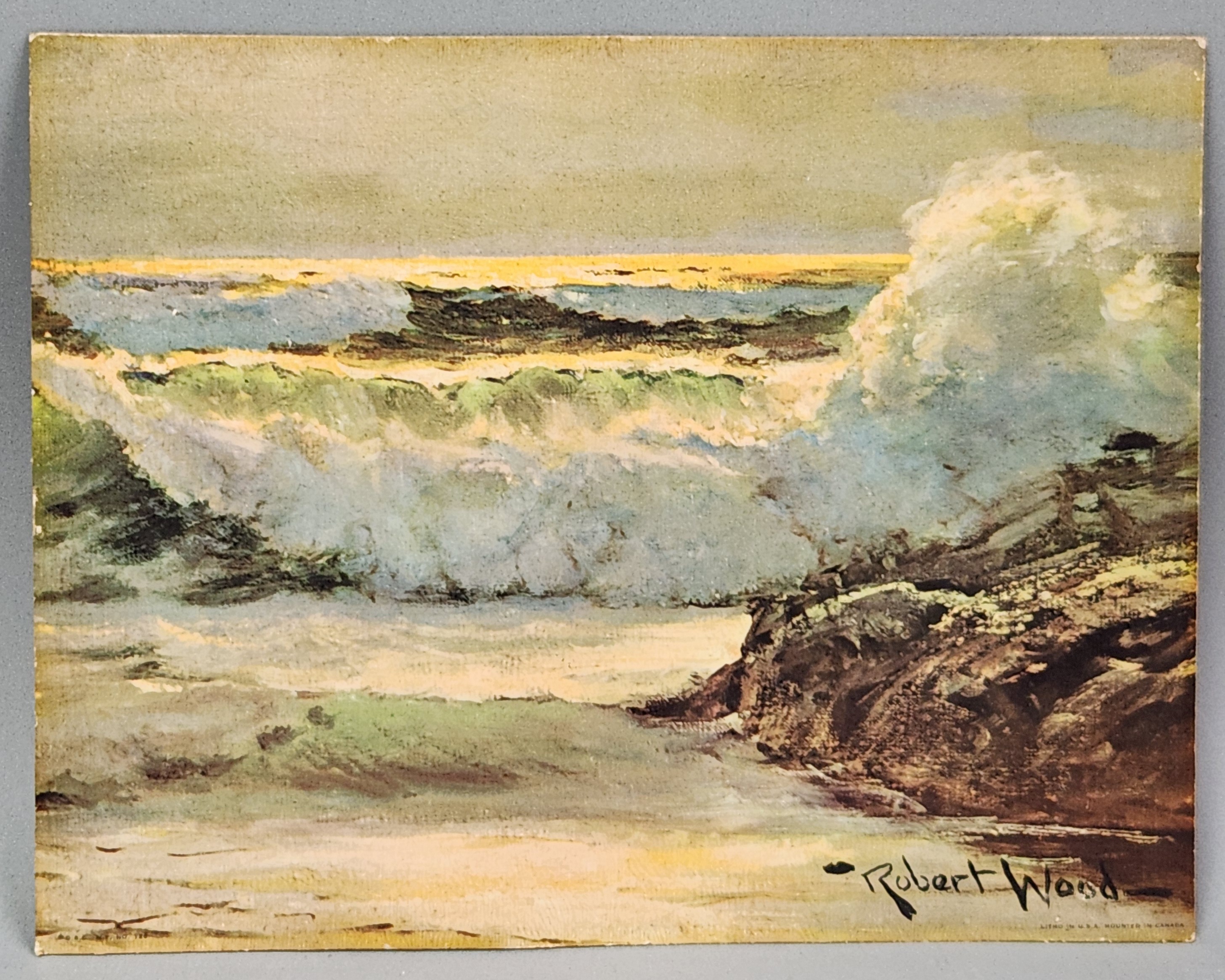 Robert Wood Surfside Lithograph on Board
