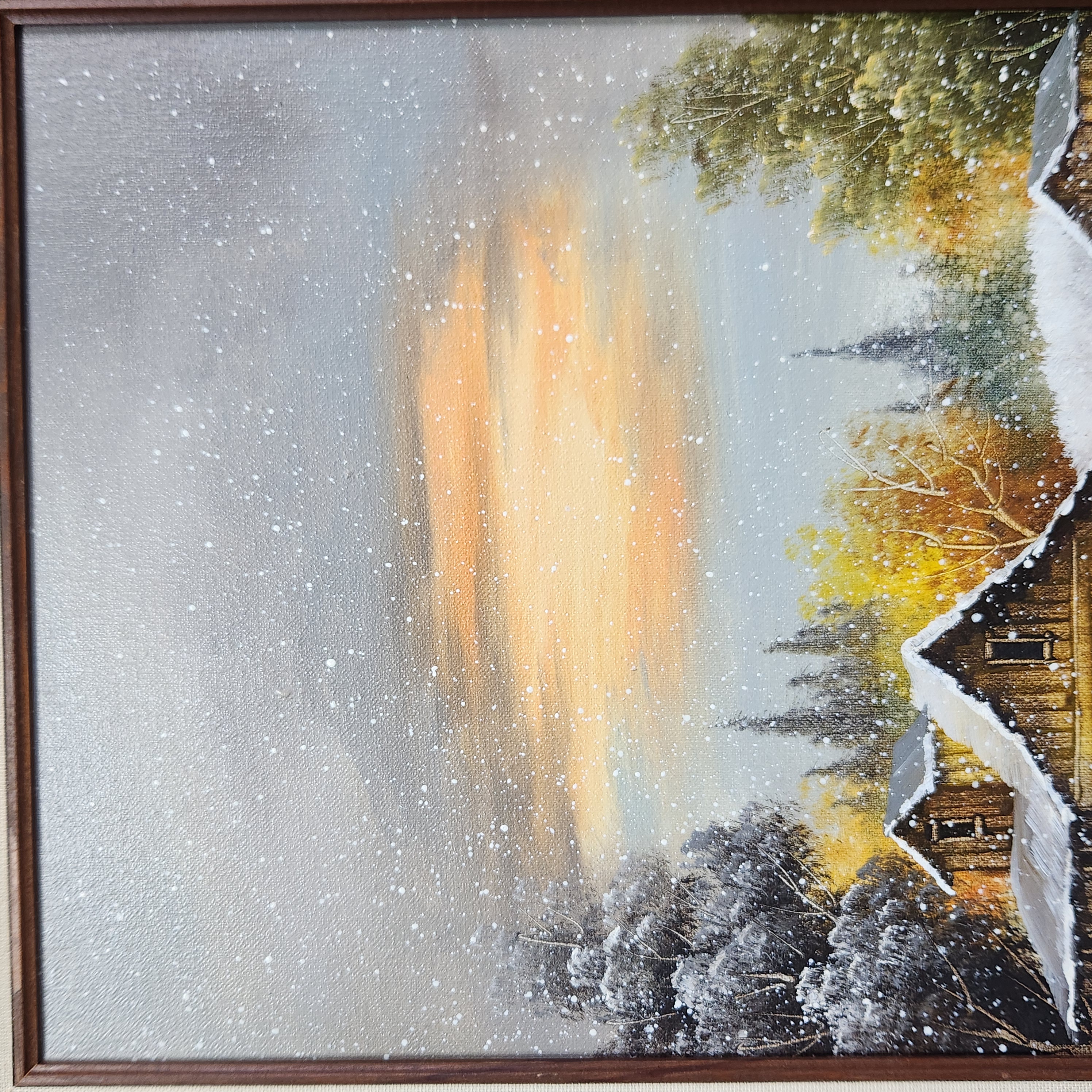A. Heurs Winter Farm Oil Painting