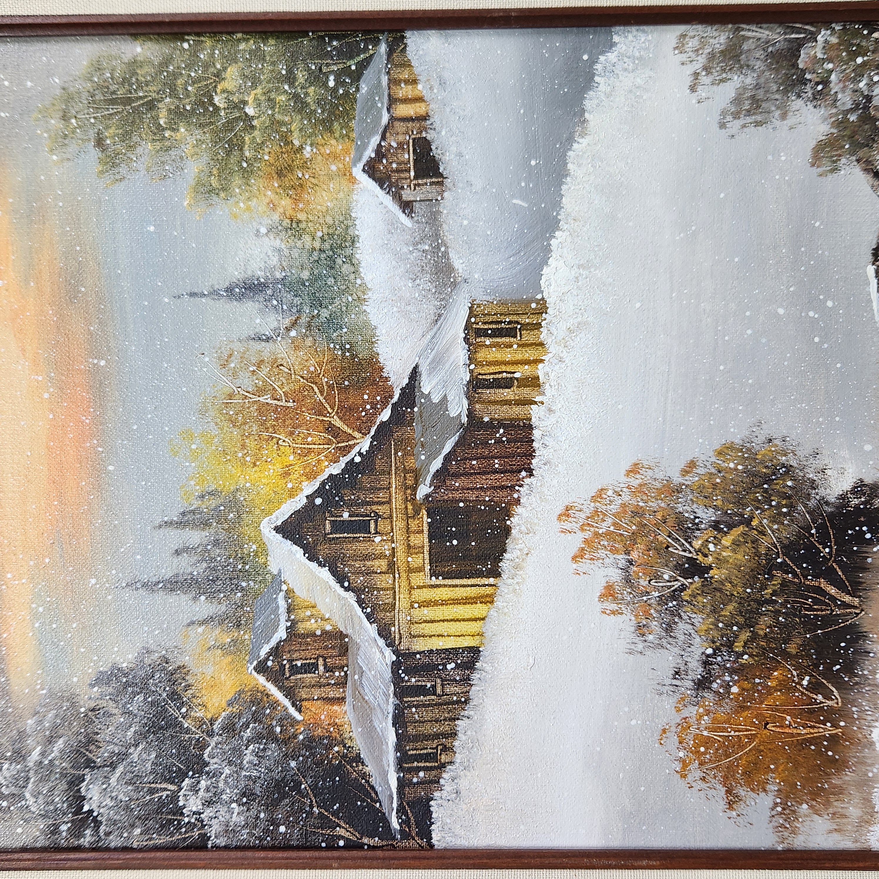 A. Heurs Winter Farm Oil Painting