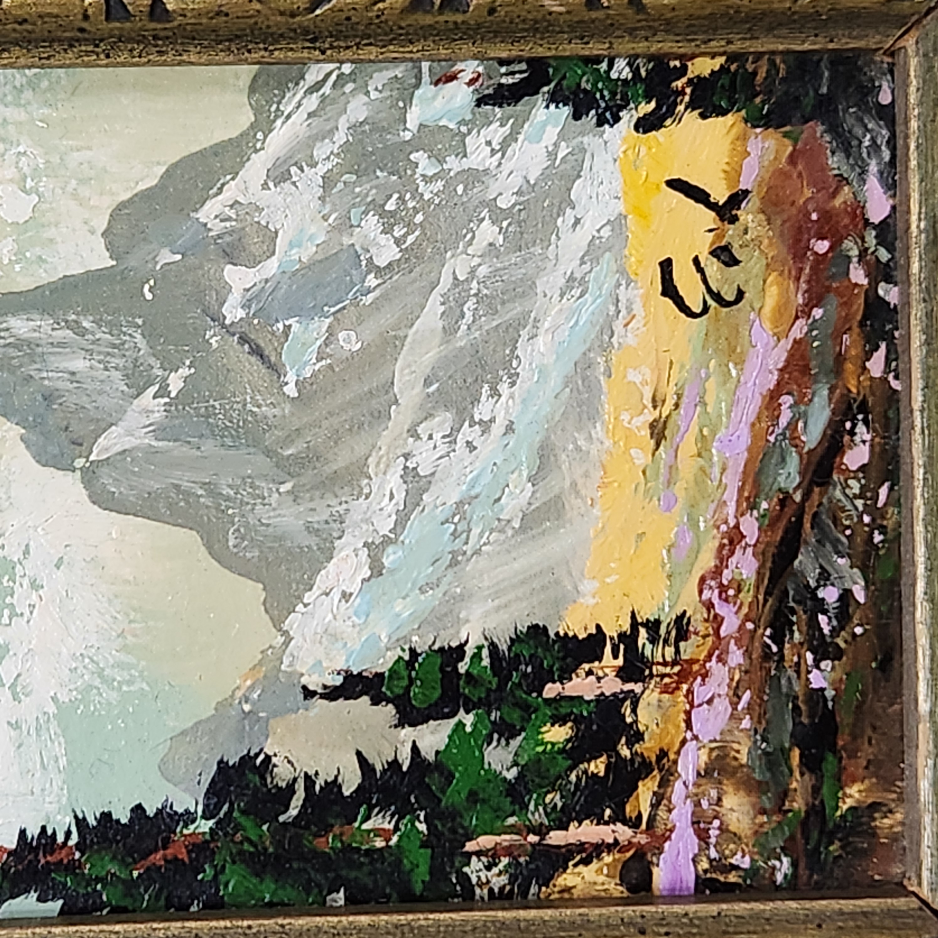 Signed Mountain Landscape Oil on Board
