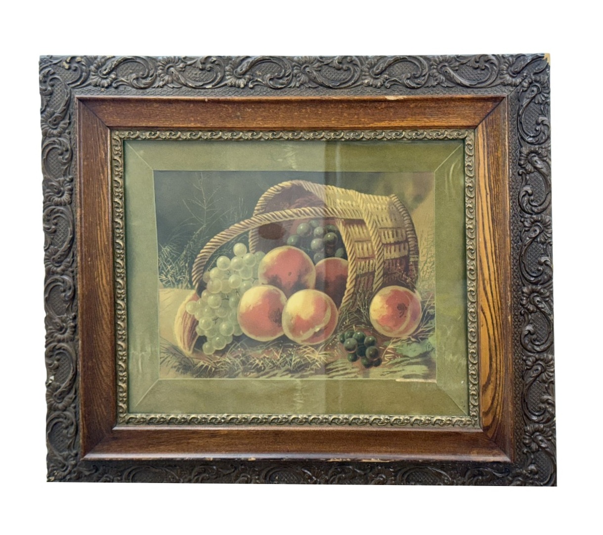 A Basket of Peaches Framed Lithograph