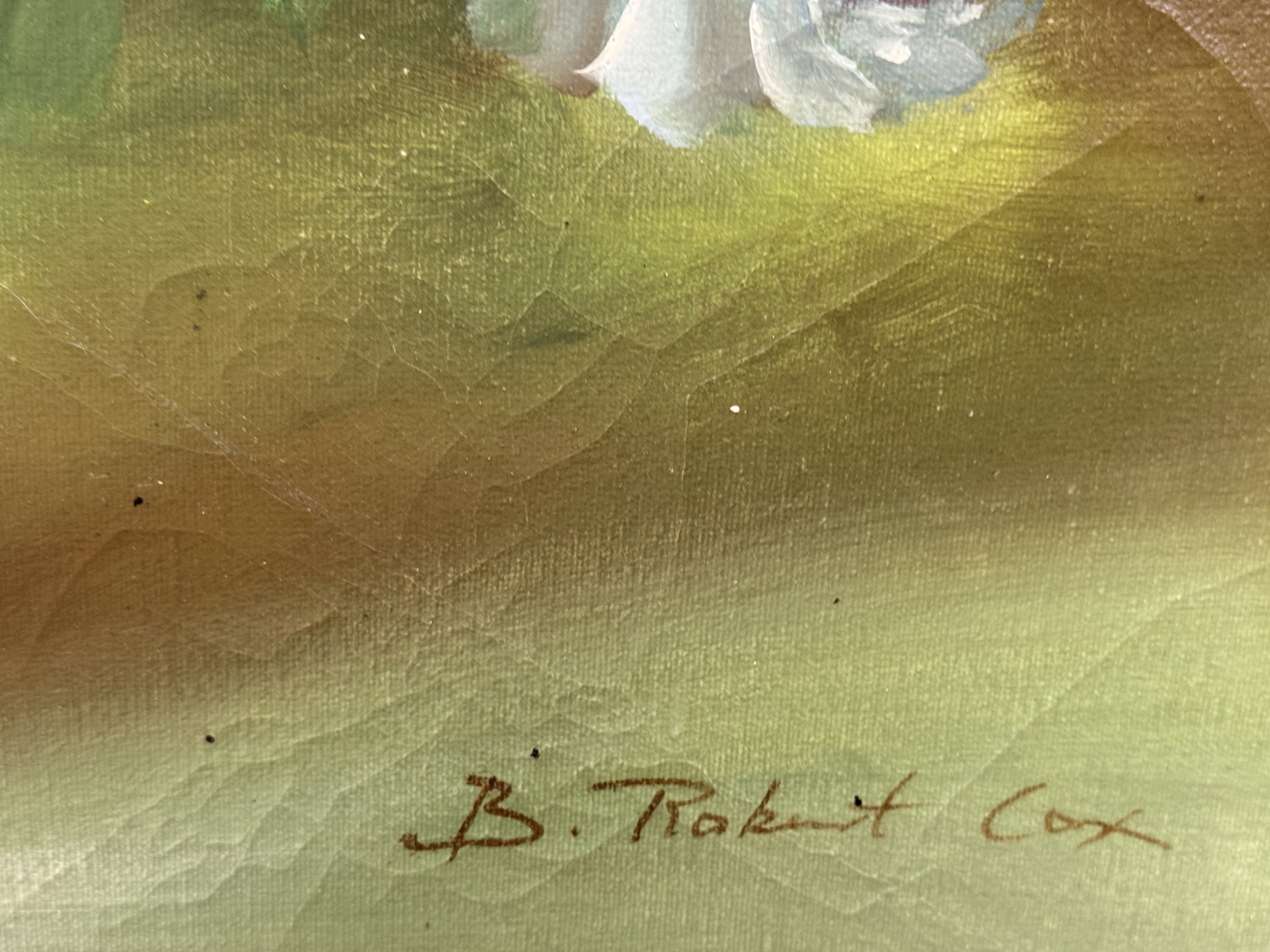 Robert Cox, Still Life White Roses Oil on Canvas