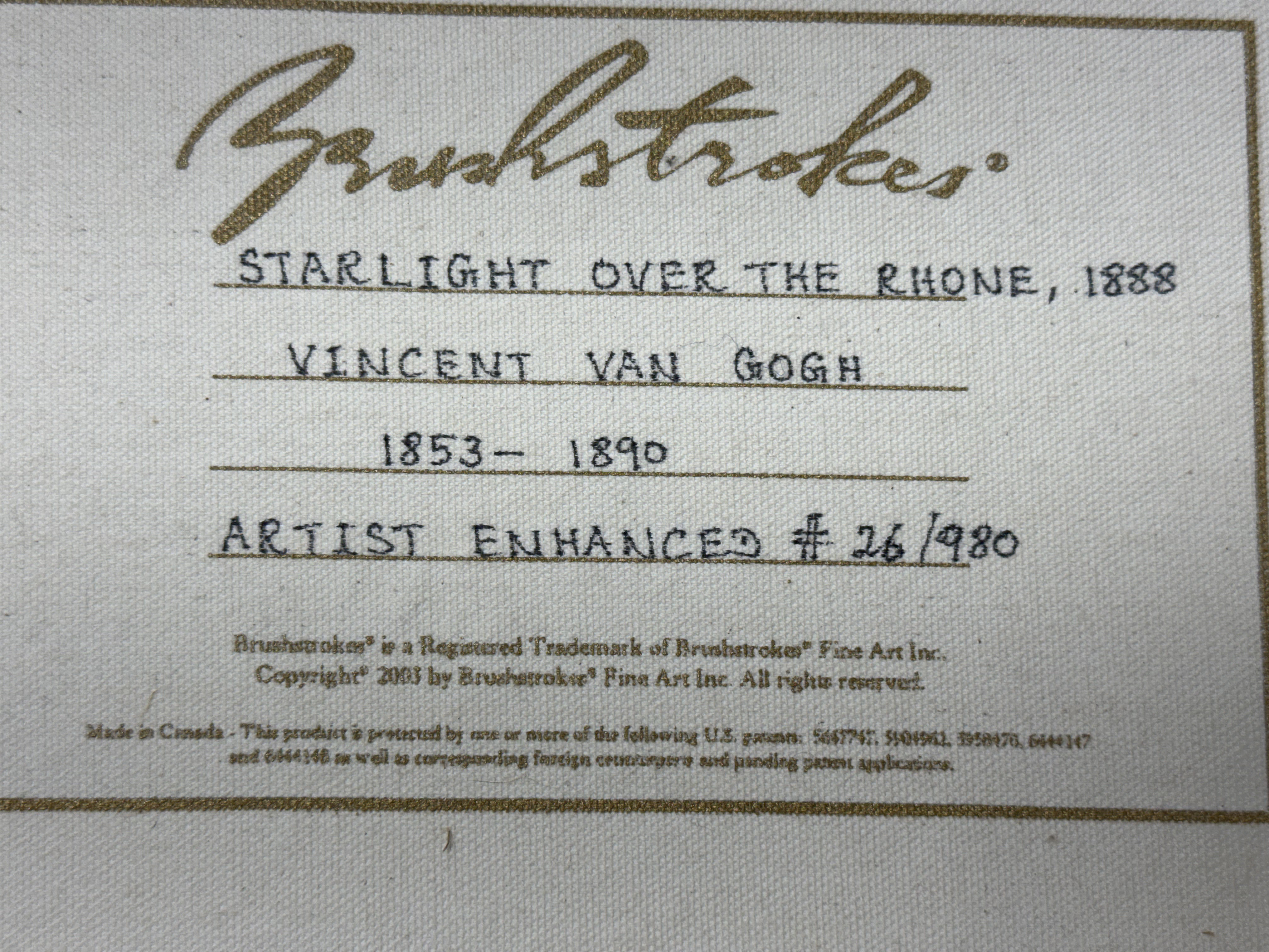 Van Gogh Starlight over the Rhone Brushstrokes Reproduction