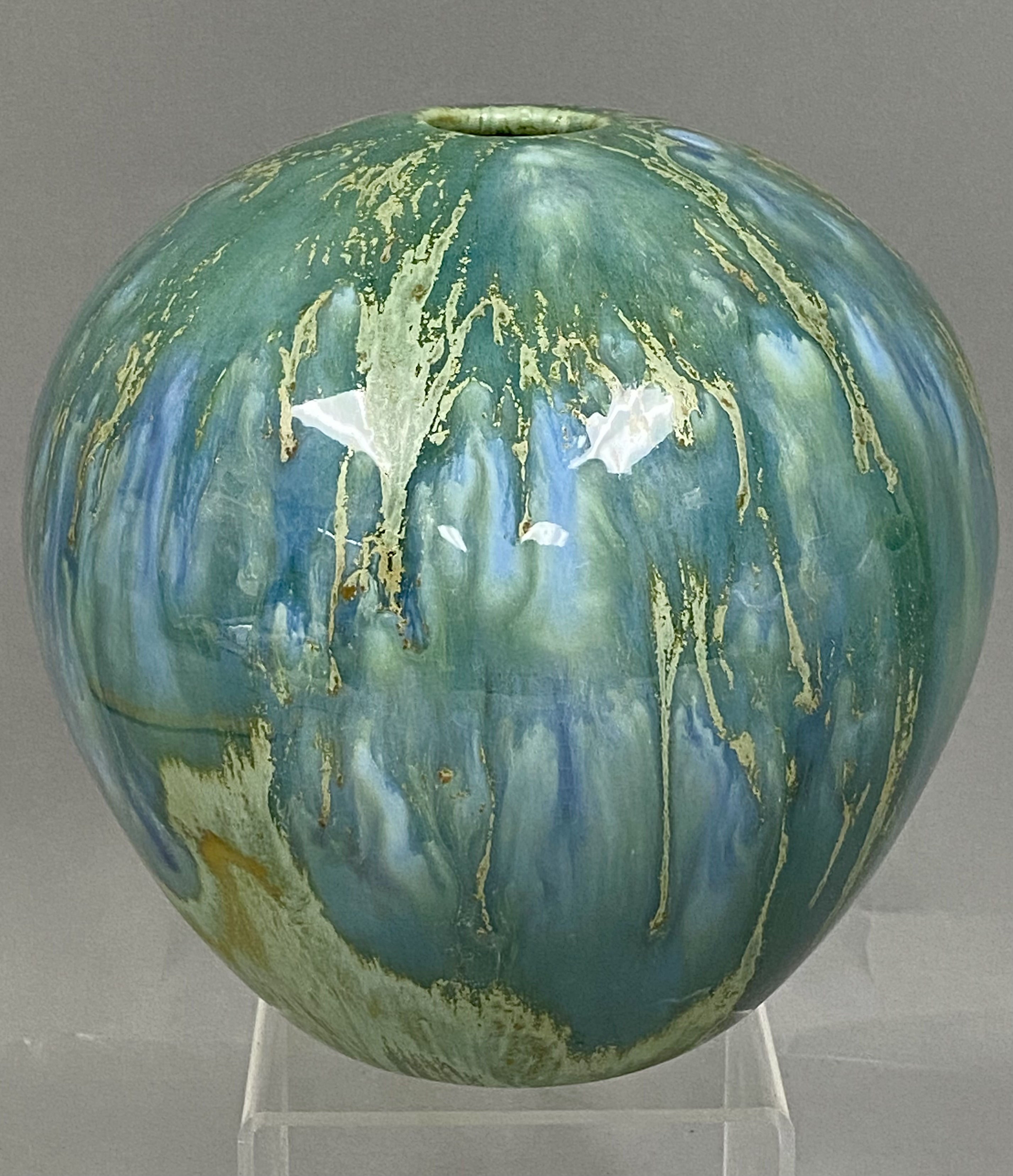 Monterey Jade USA Drip Glazed Ceramic Globular Vase