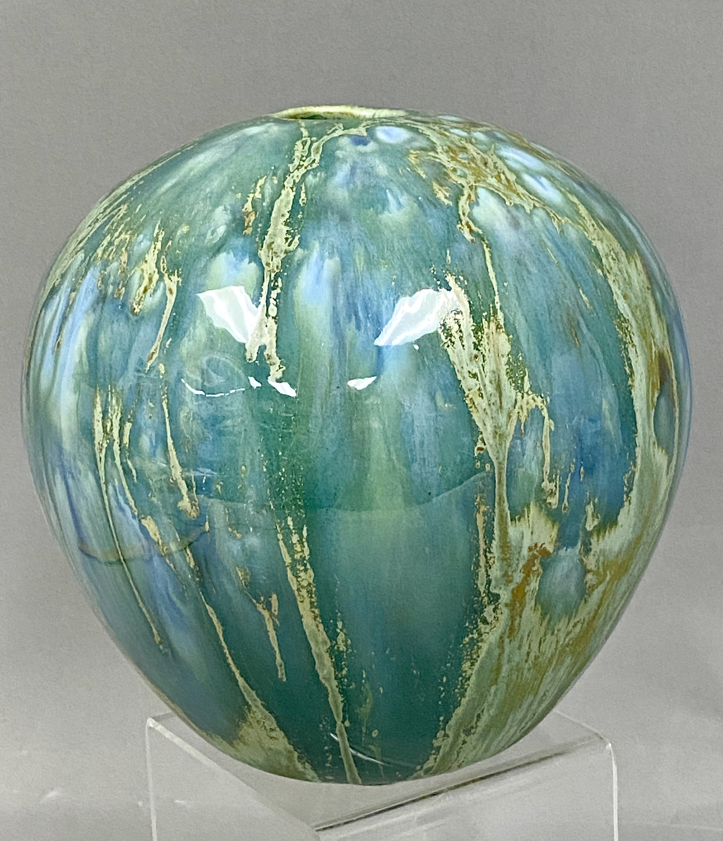 Monterey Jade USA Drip Glazed Ceramic Globular Vase
