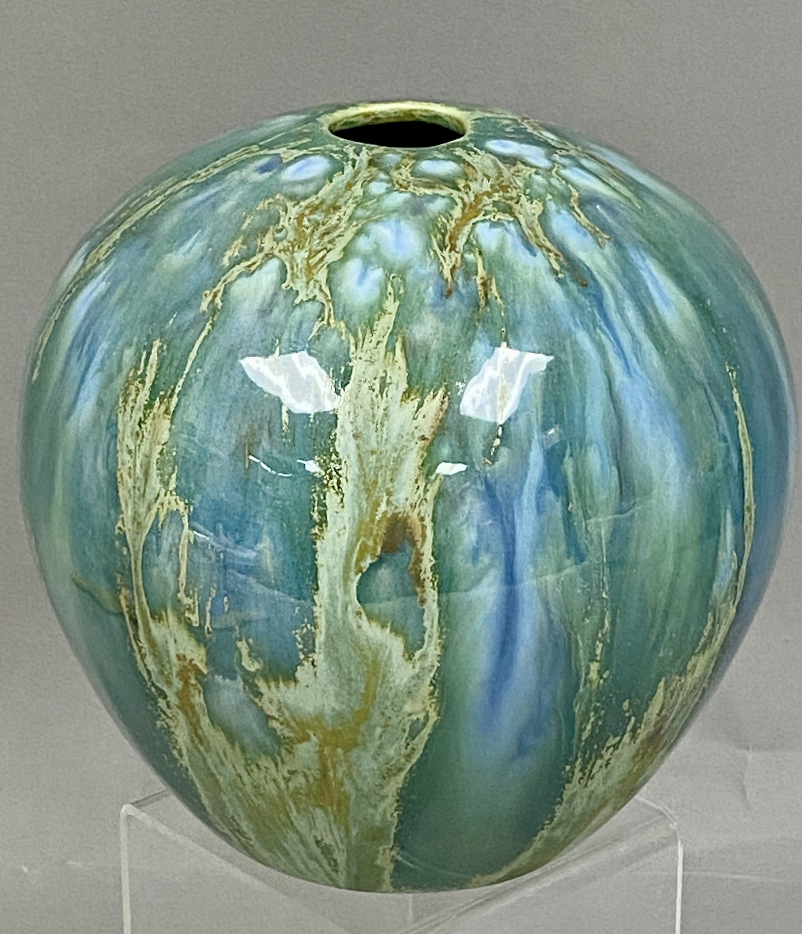 Monterey Jade USA Drip Glazed Ceramic Globular Vase