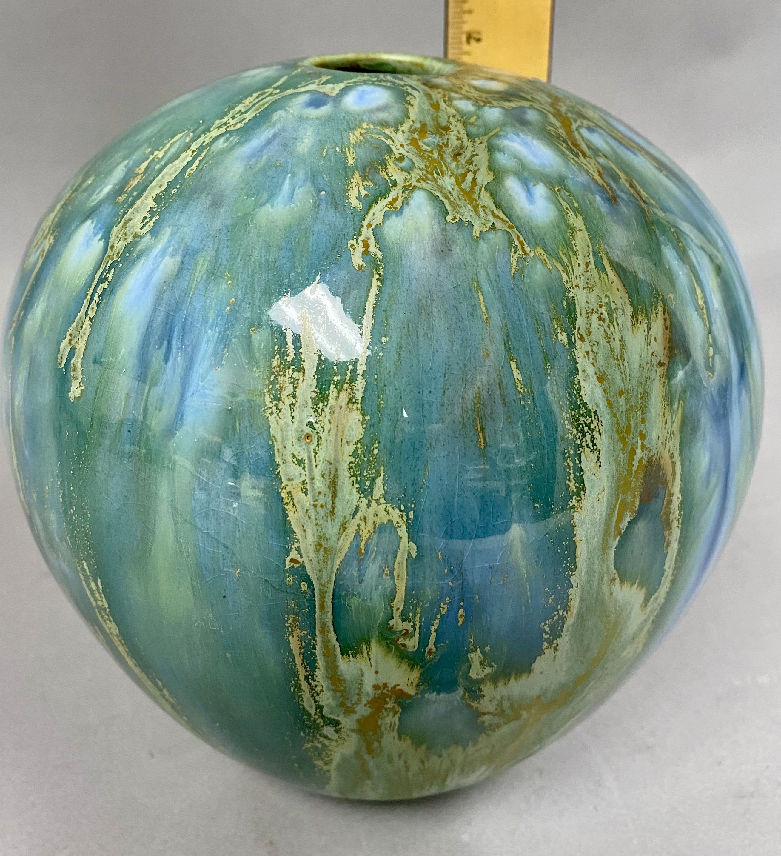 Monterey Jade USA Drip Glazed Ceramic Globular Vase