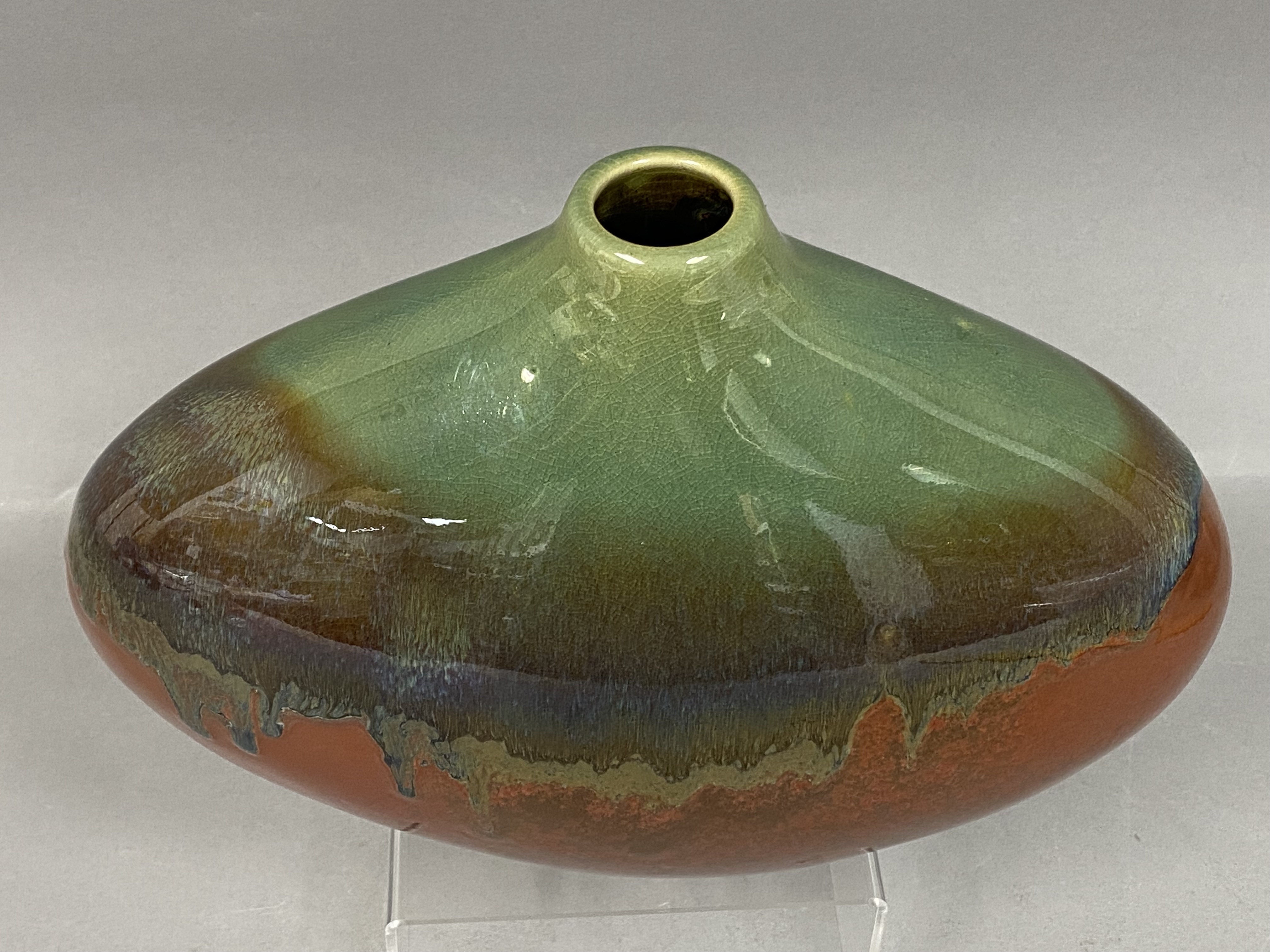 Large Drip Glaze Ceramic Squat Vase