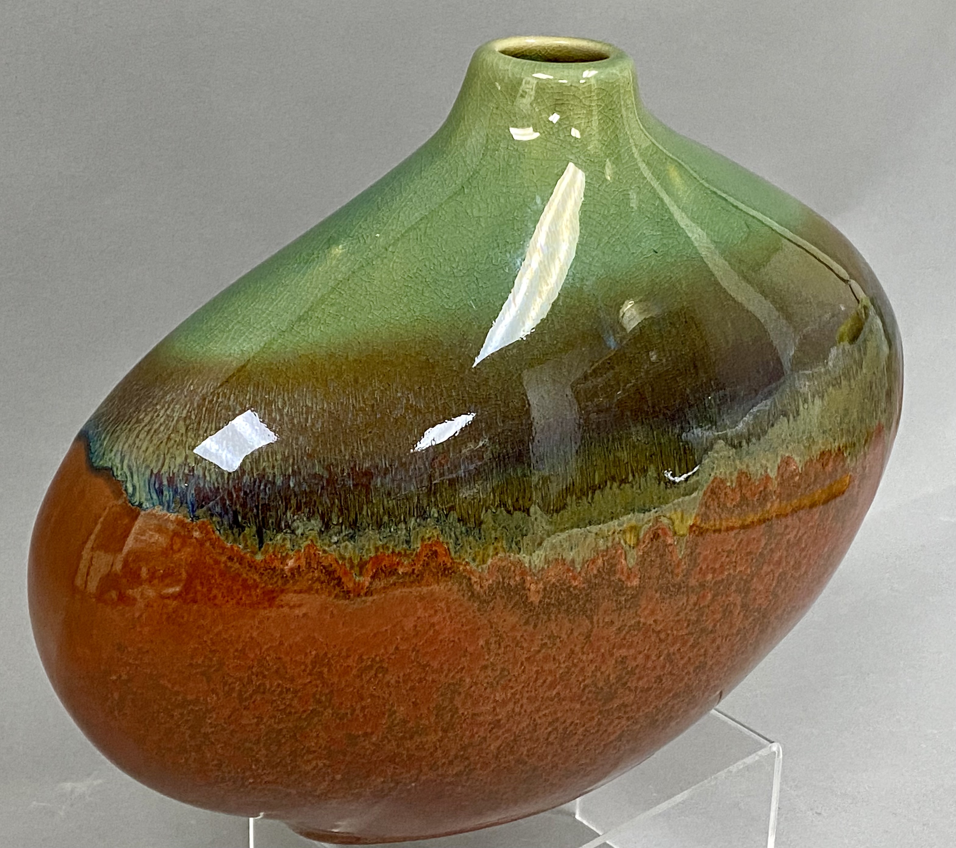 Large Drip Glaze Ceramic Squat Vase