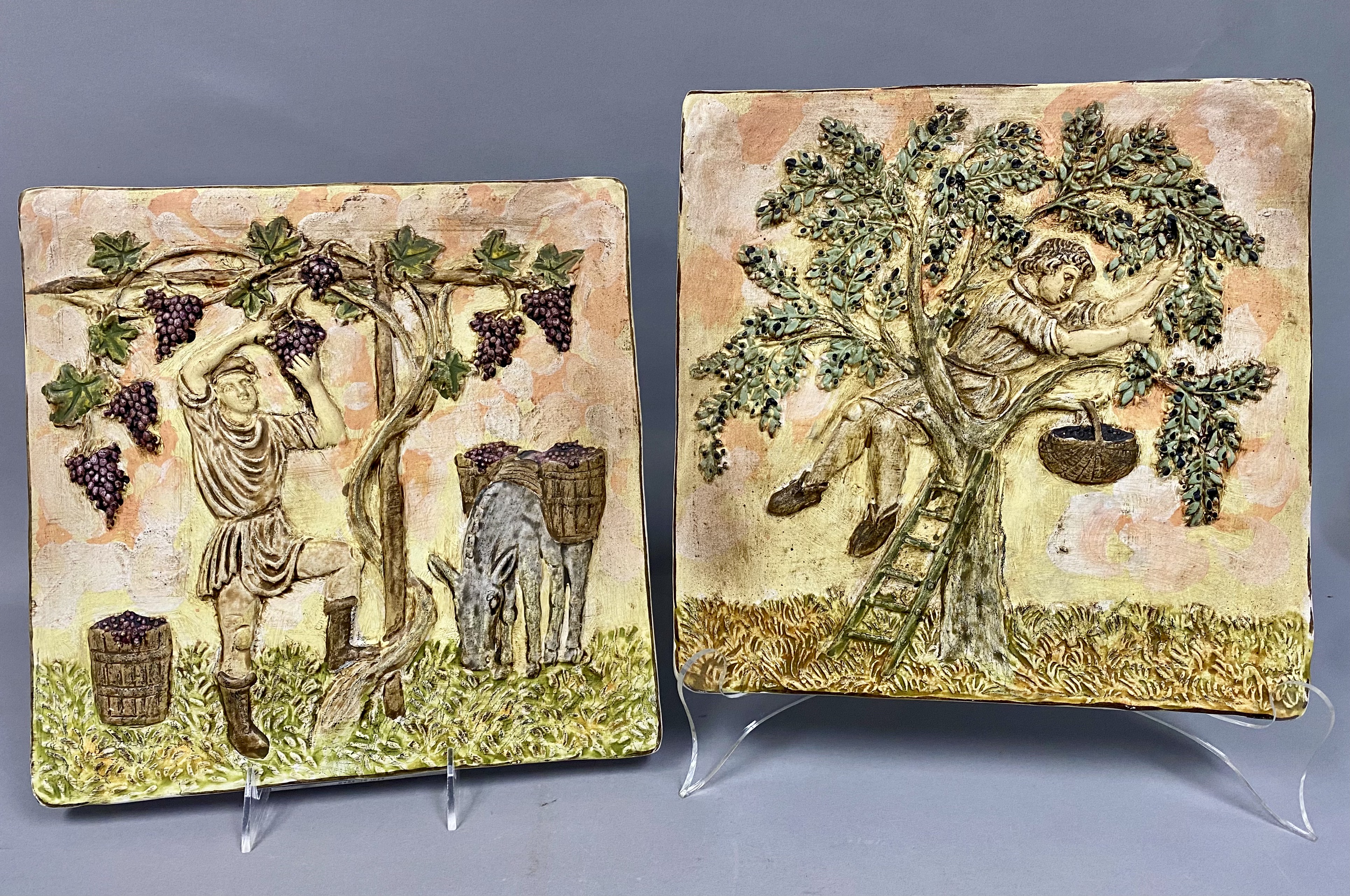 Stefano Roselli for NapaStyle Italian High-Relief Ceramic Wall Plaques