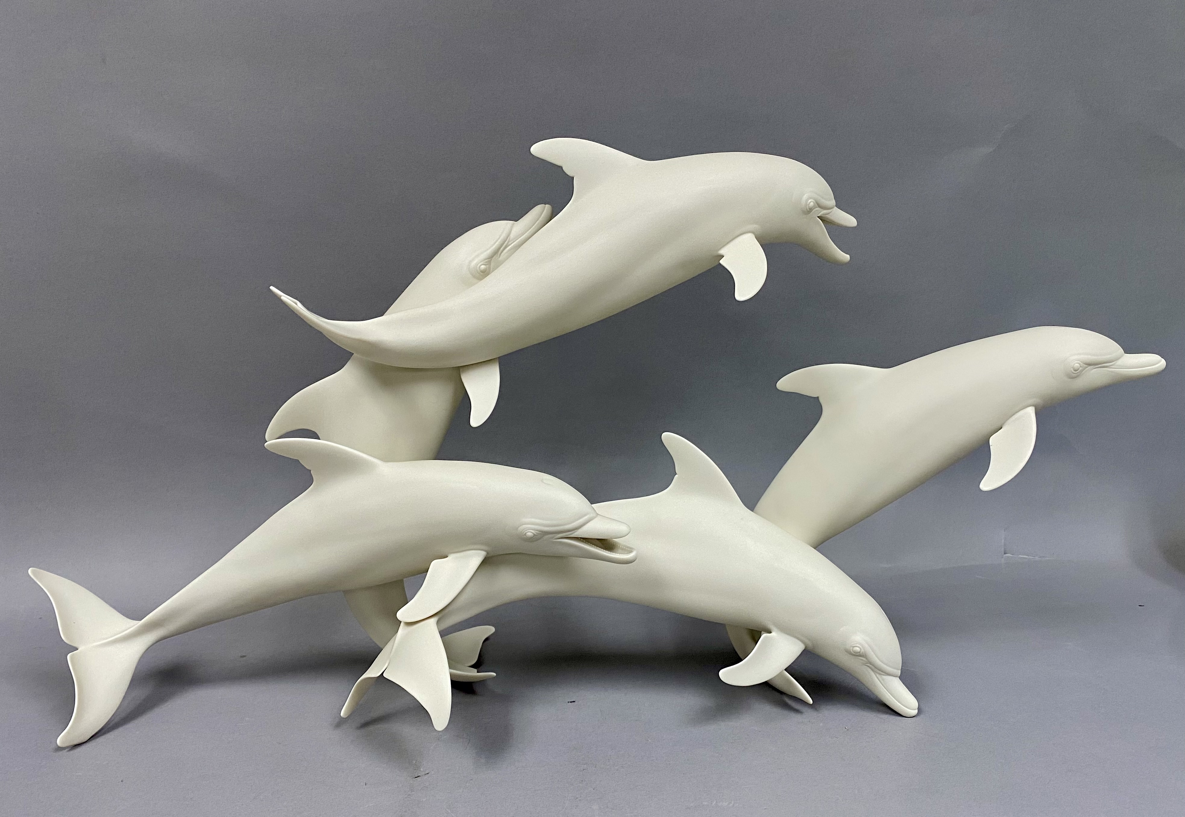 Limited Edition Bisque Porcelain Pod of Dolphins by Gunther Granget