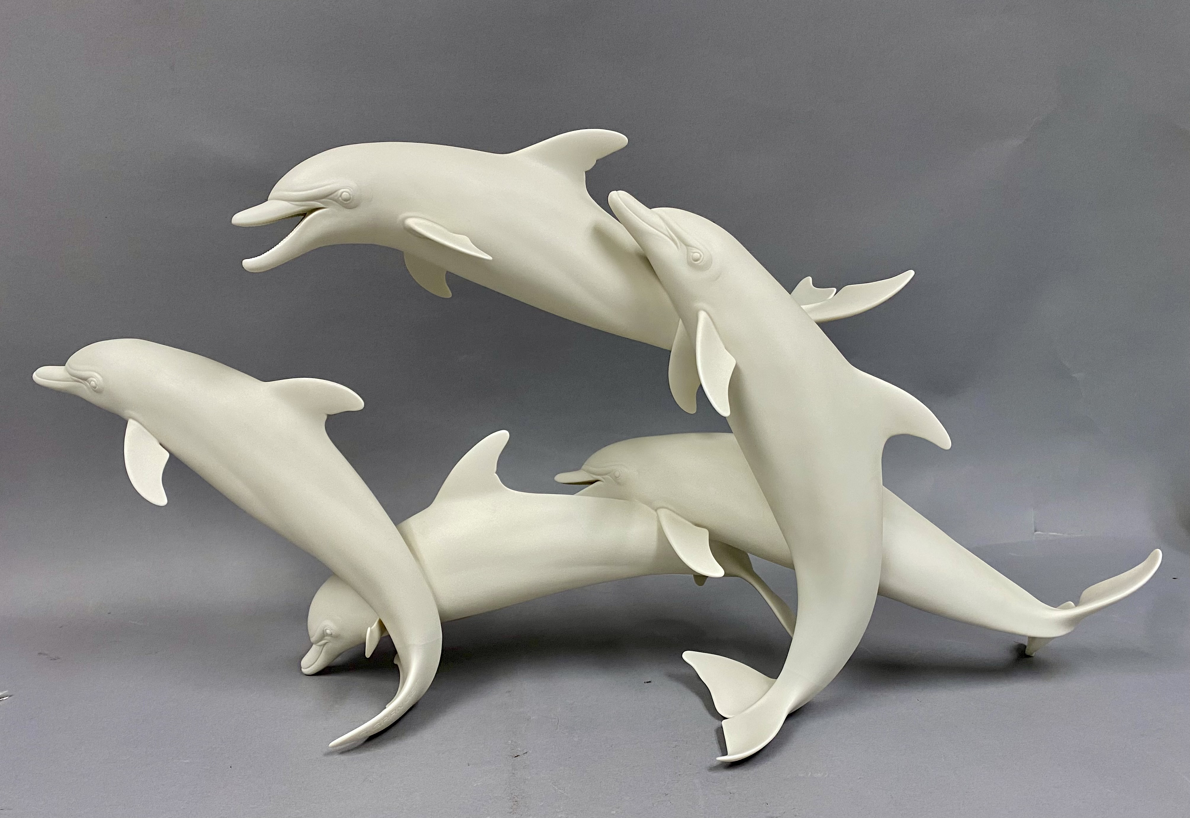Limited Edition Bisque Porcelain Pod of Dolphins by Gunther Granget