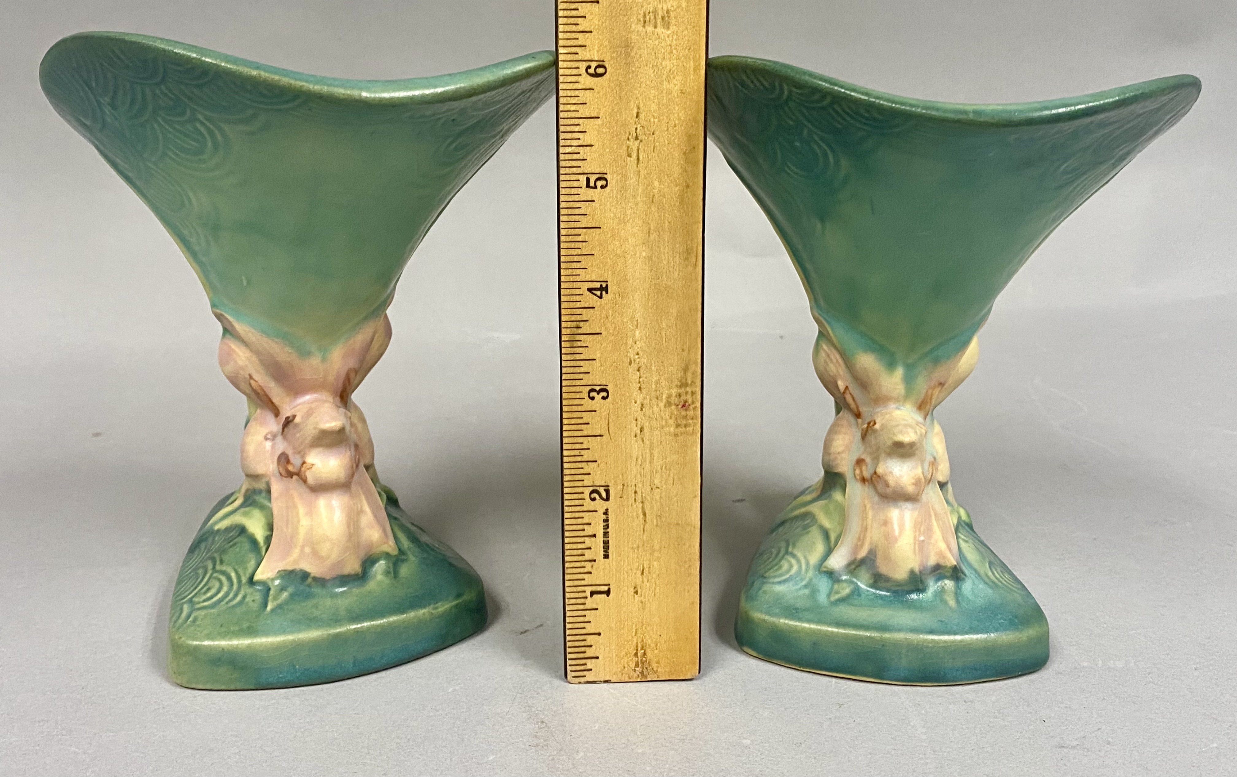 Roseville Pottery Zephyr Lily Cornucopia Vases