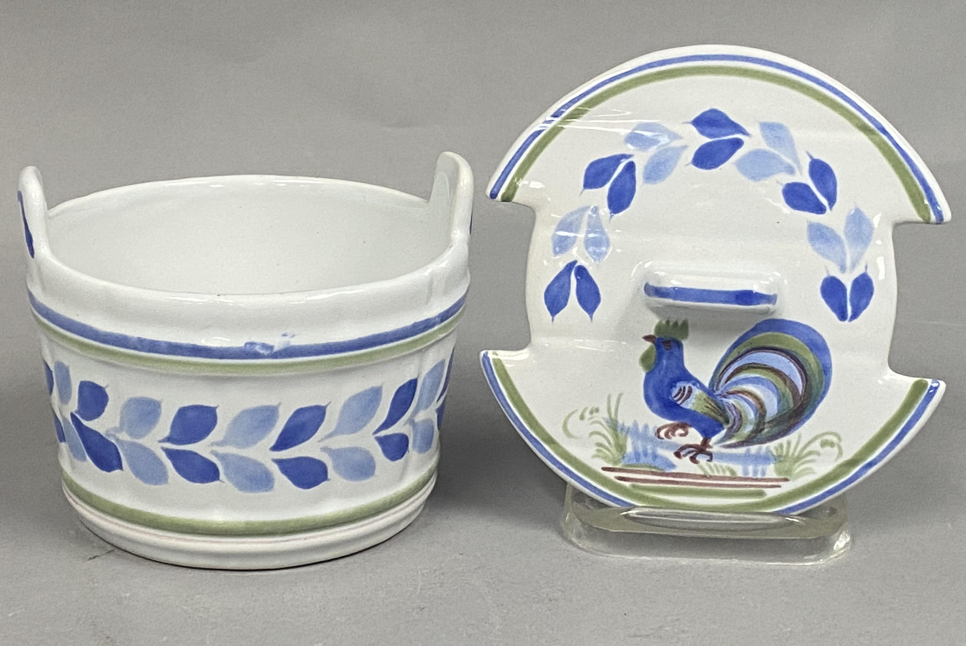 Quimper Le Coq Prestigieux Hand Painted Faience Lidded Tub