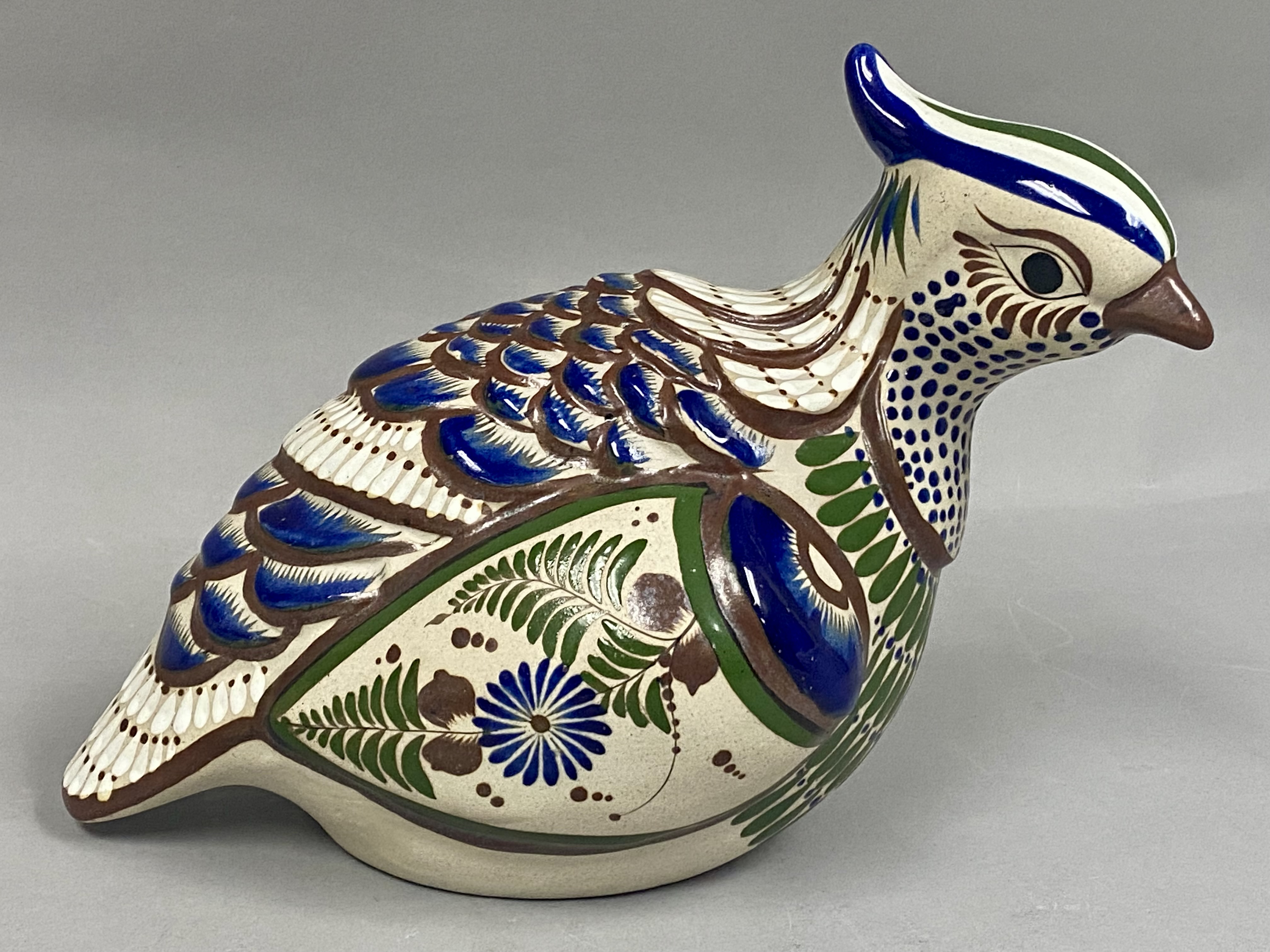 Tonala Mateos Mexico Burnished Ceramic Quail Figurine