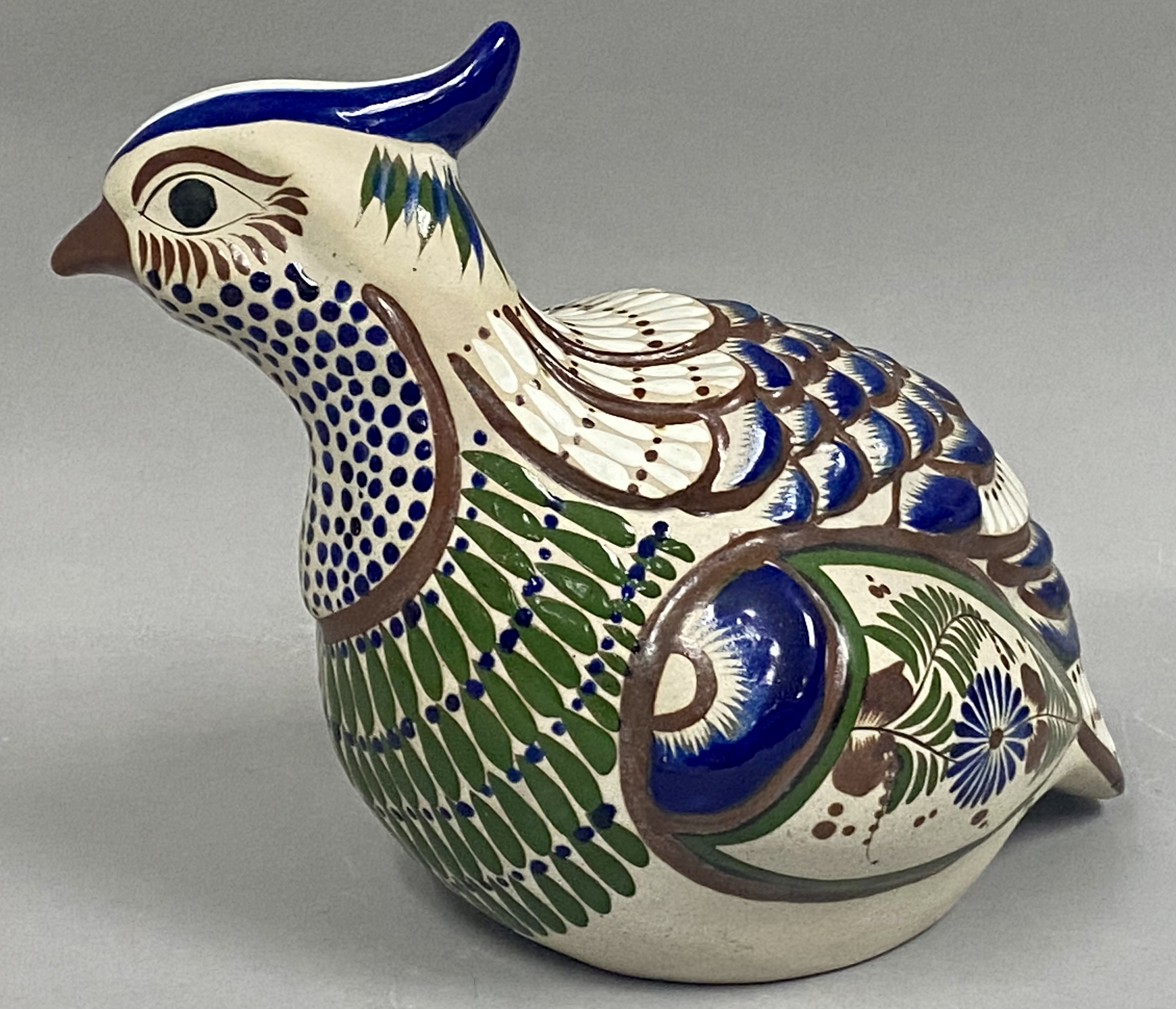 Tonala Mateos Mexico Burnished Ceramic Quail Figurine