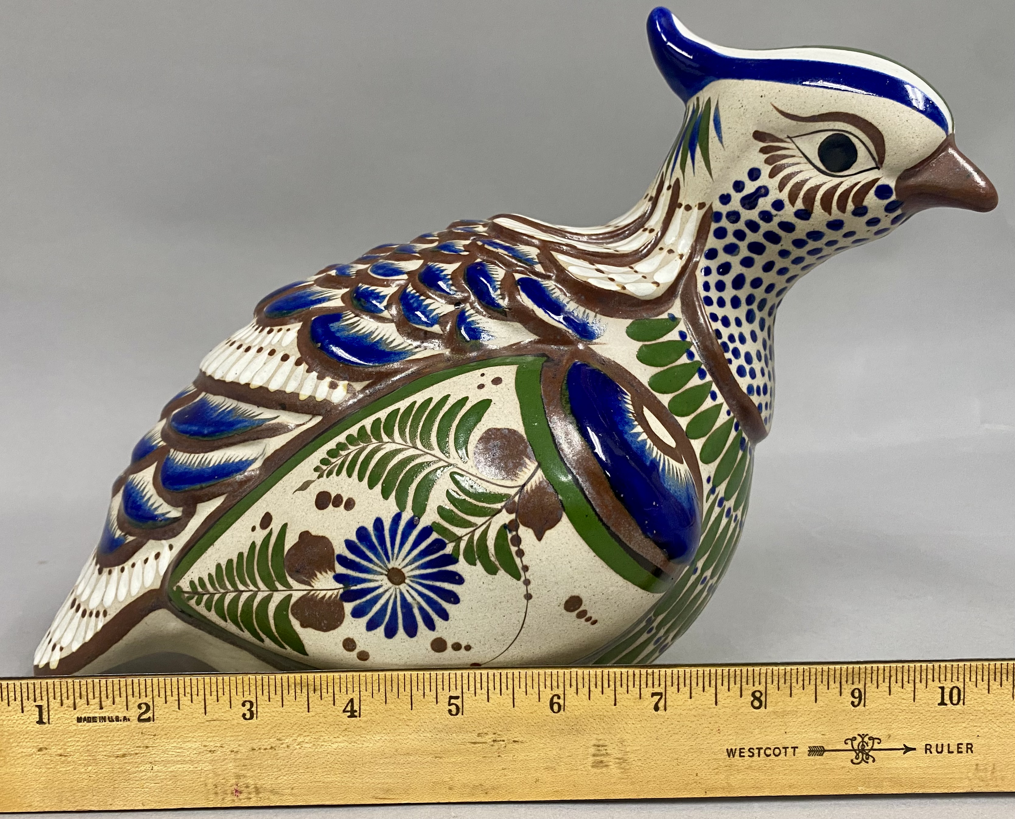 Tonala Mateos Mexico Burnished Ceramic Quail Figurine
