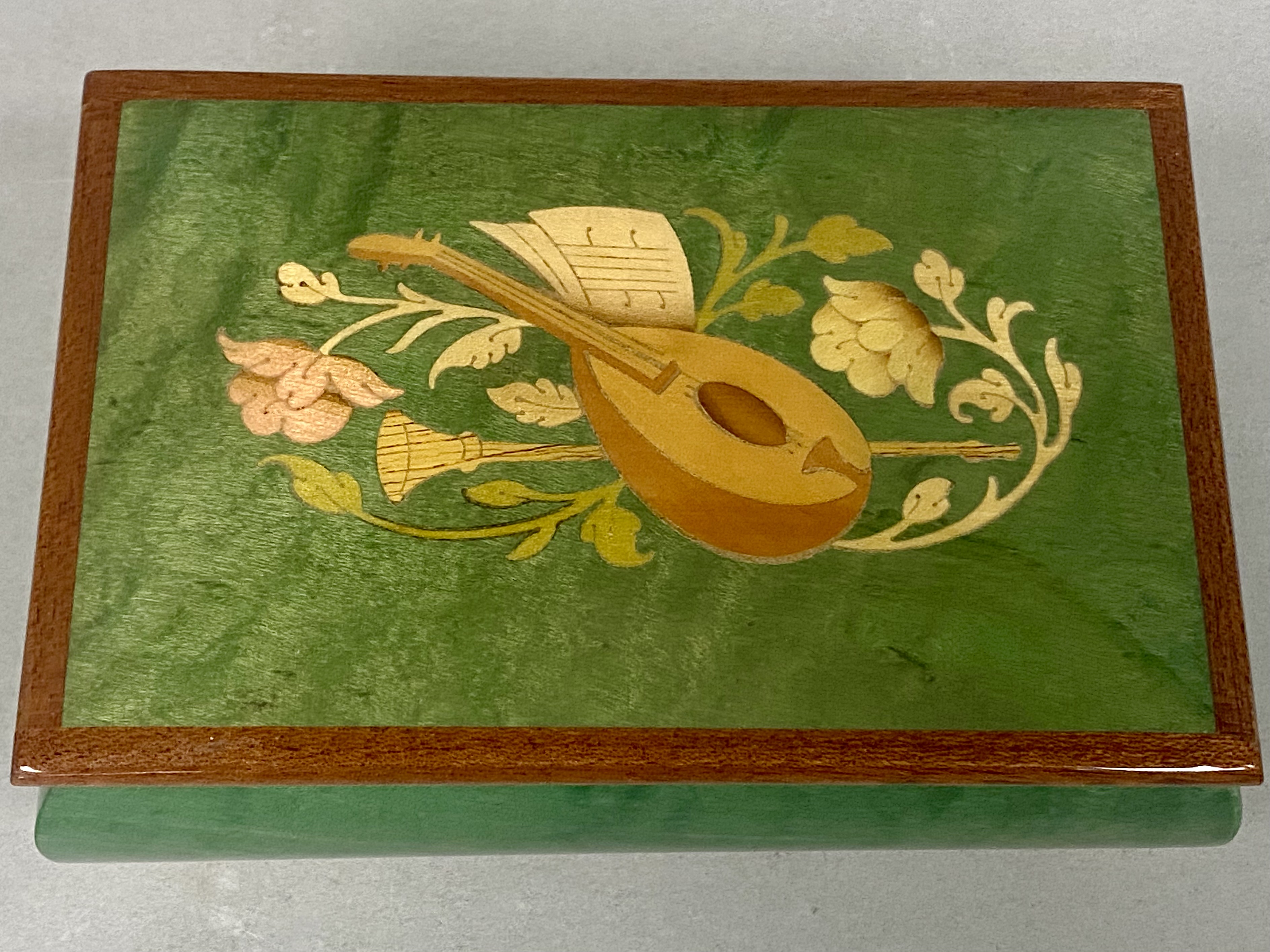 Vintage Italian Inlaid Wooden Music Box