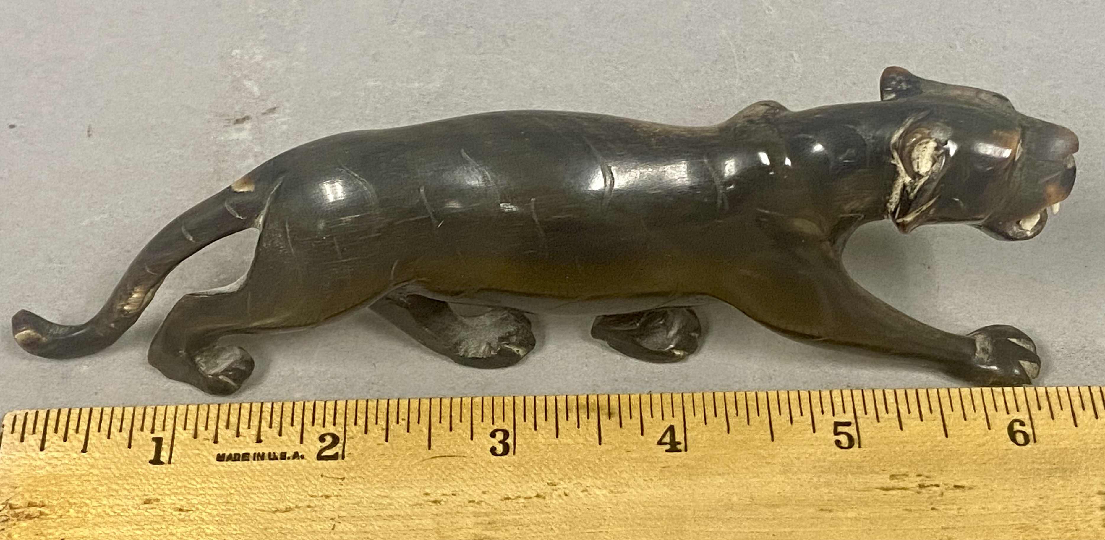 Buffalo Horn Prowling Tiger Sculpture
