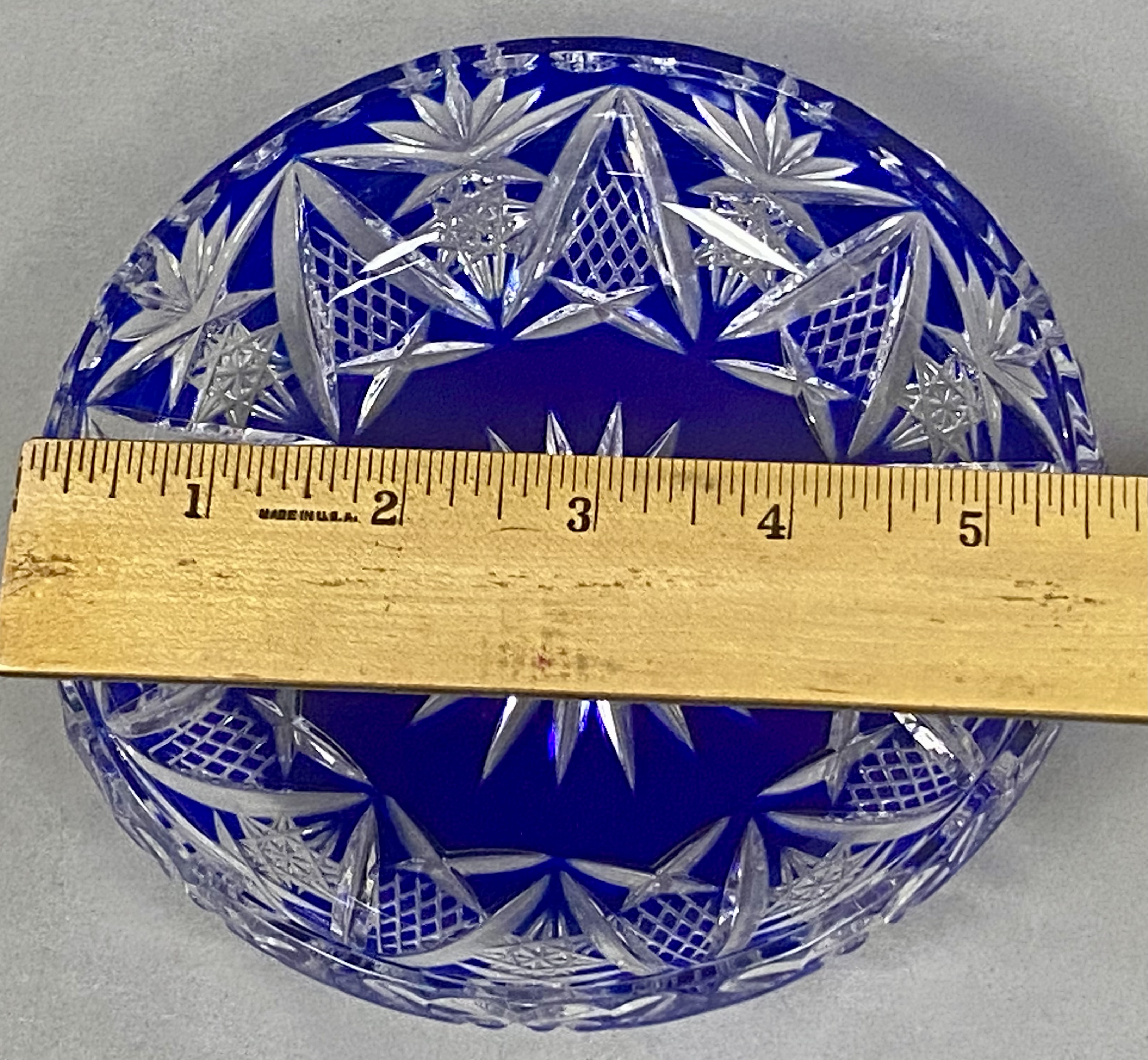 Cobalt Blue Cut-to-Clear Crystal Bowl