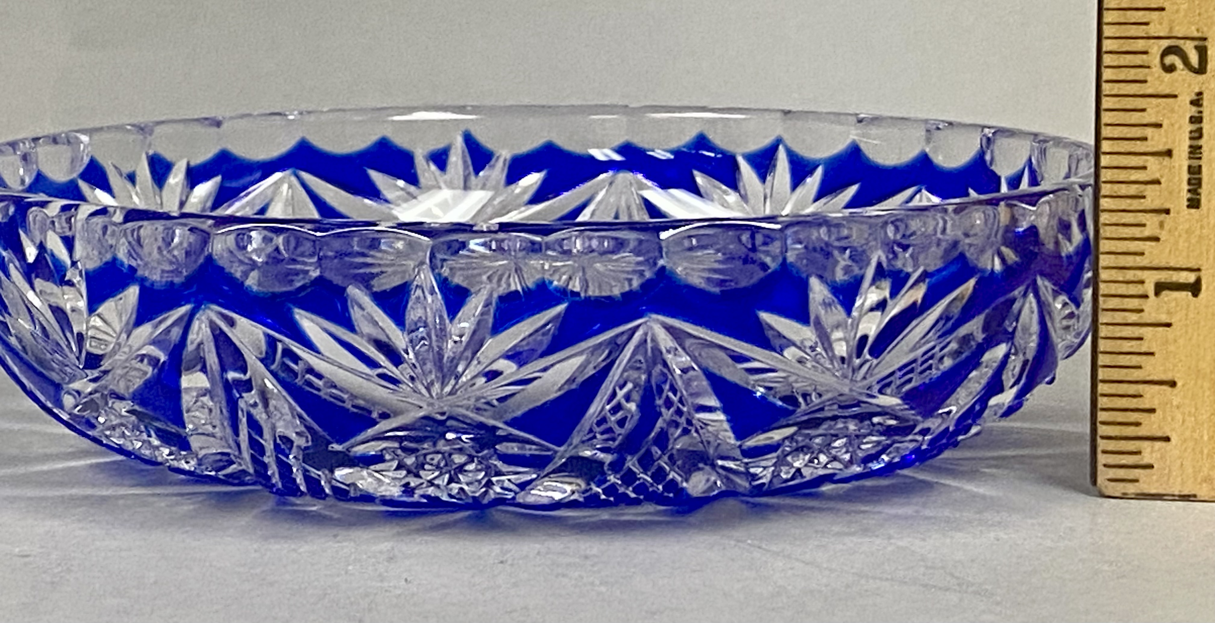 Cobalt Blue Cut-to-Clear Crystal Bowl
