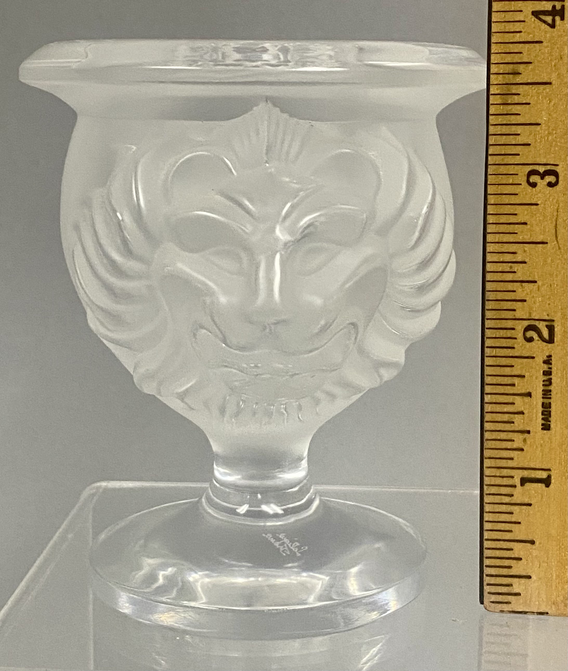 Lalique Tete De Lion Frosted Crystal Vase
