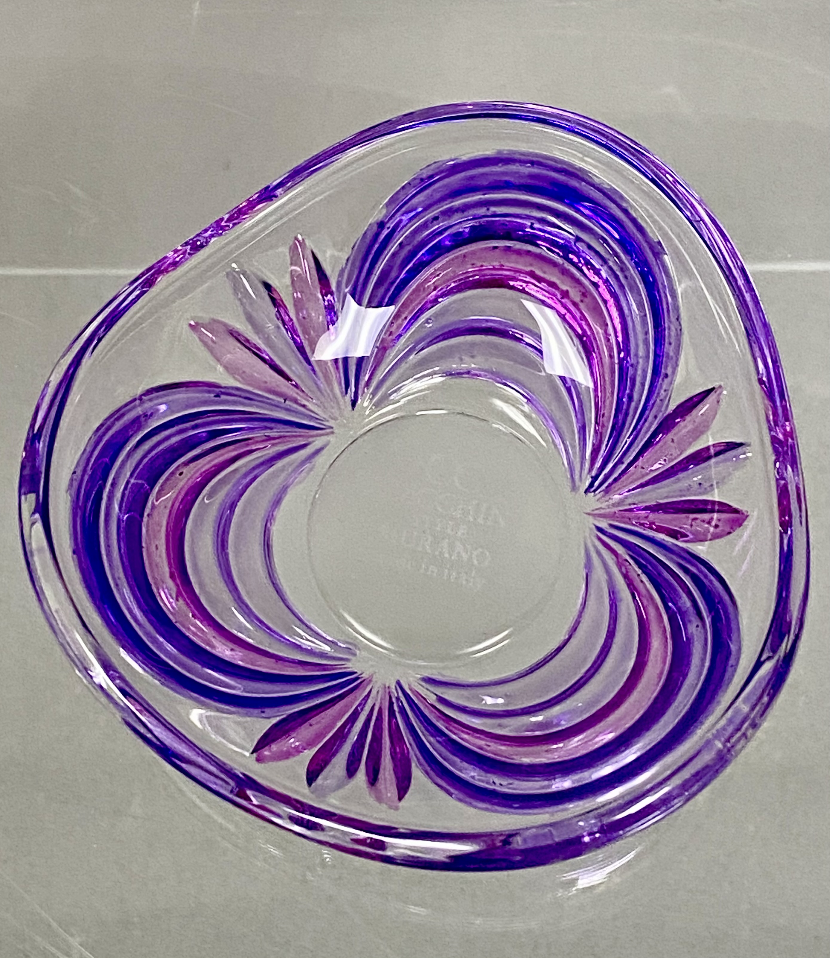 Italian Art Glass Tricorn Trinket Dish