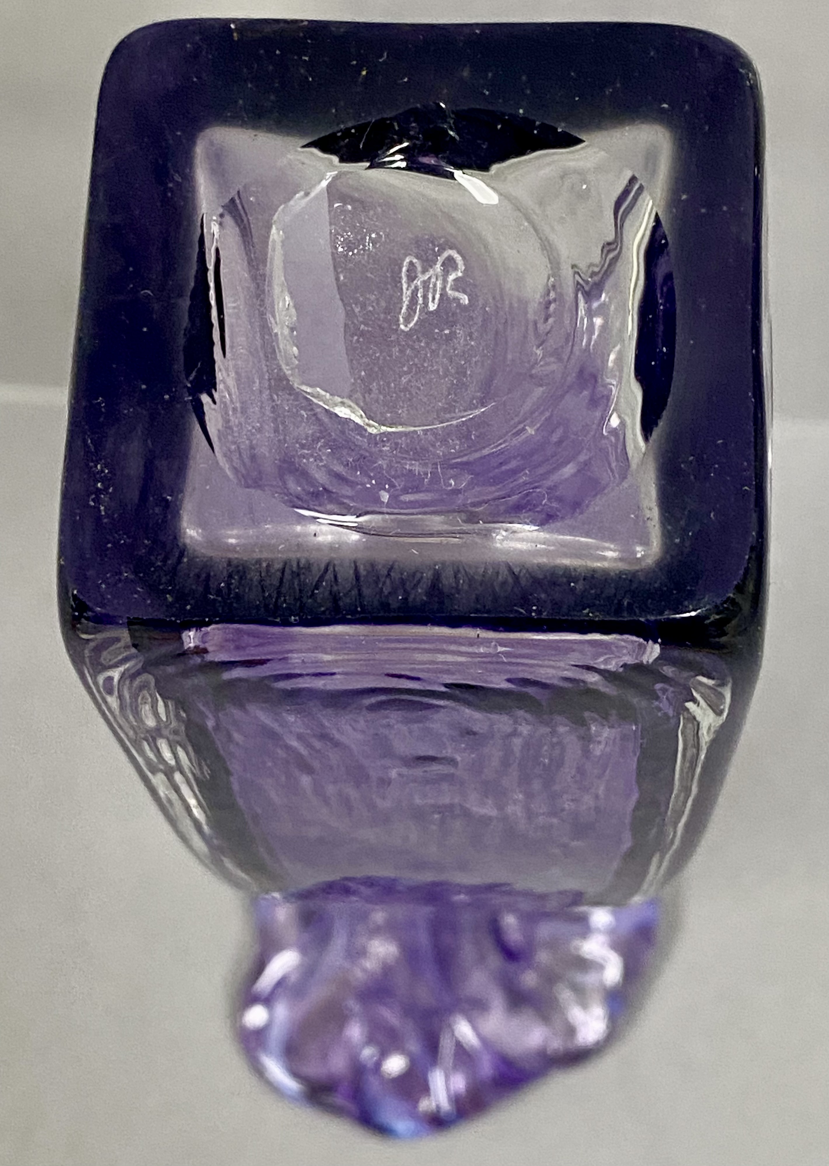 Amethyst and White Swirled Studio Art Glass Vase