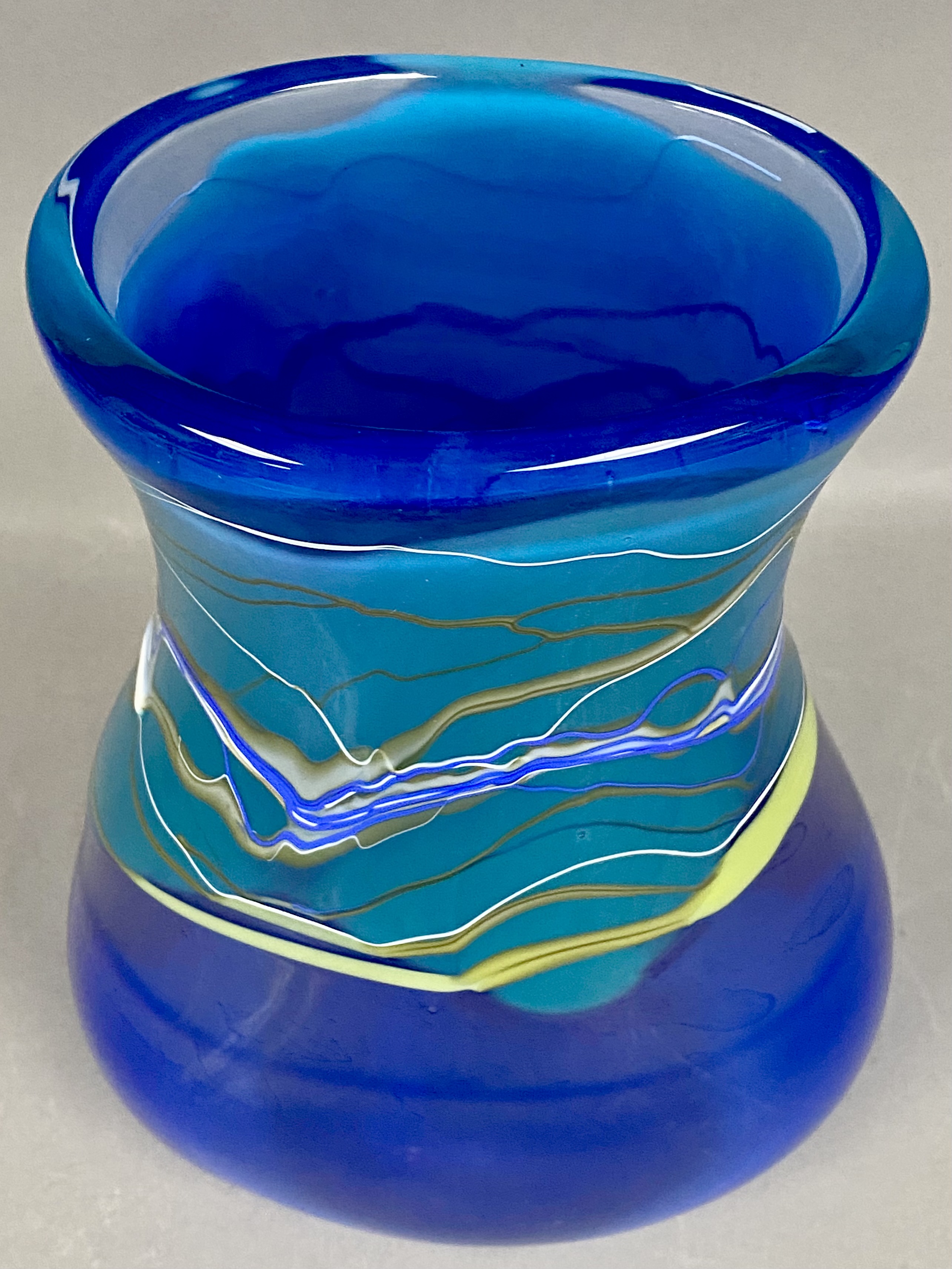 Sharon Kasha Earthglass Arts Signed Hand-Blown Art Glass Landscape Vase 1994