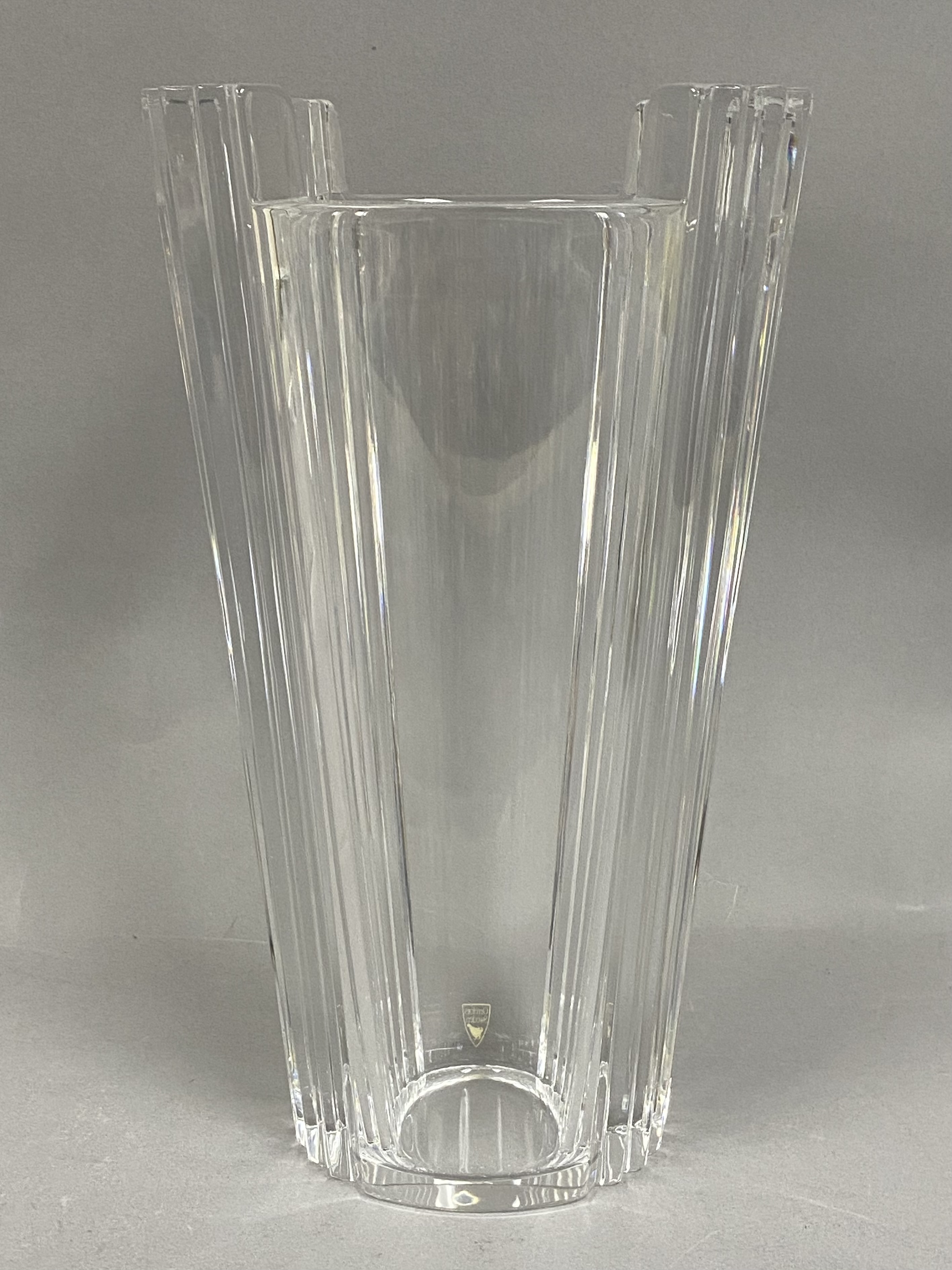 Orrefors Olle Alberius Castle Top Fluted Crystal Vase