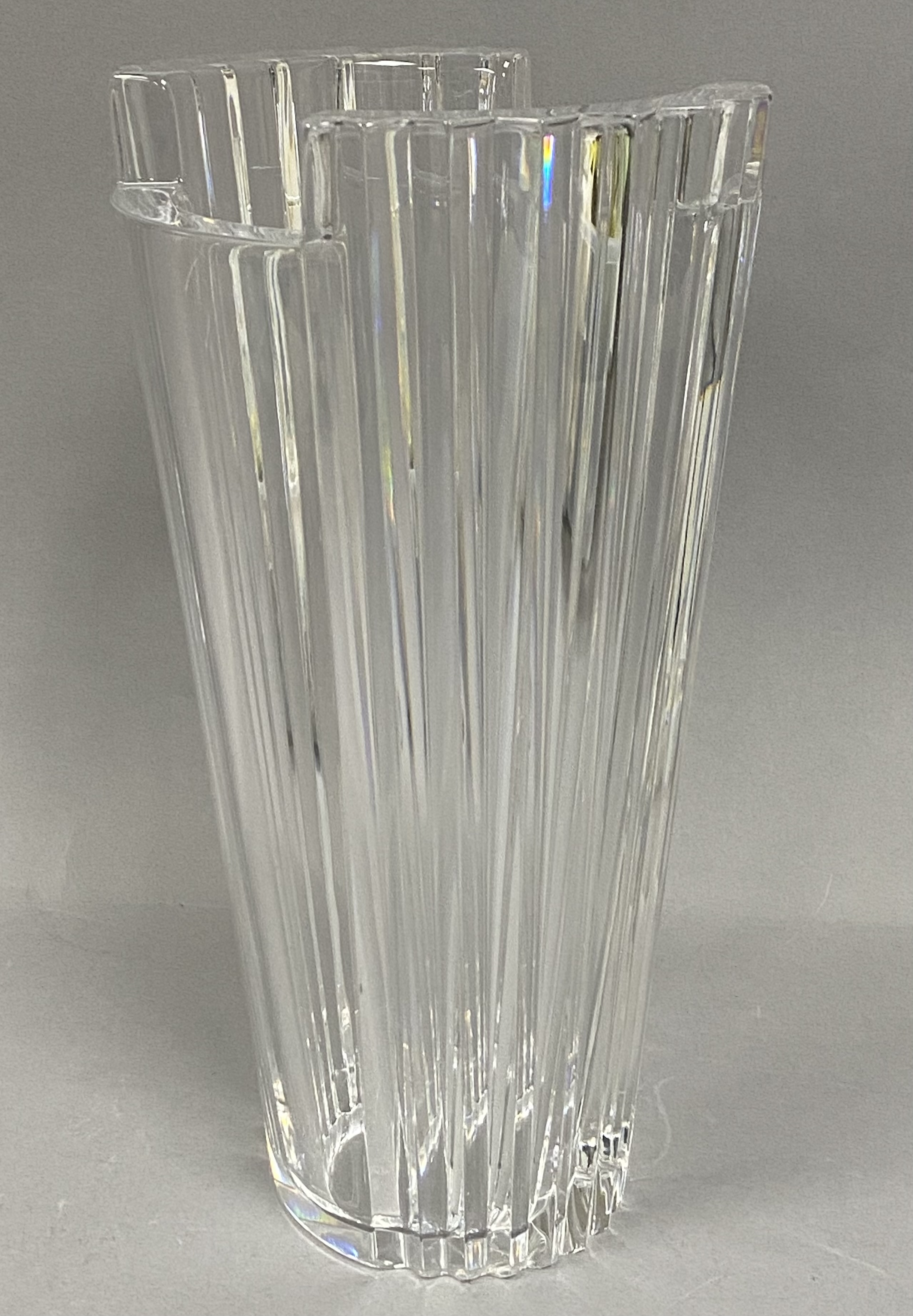 Orrefors Olle Alberius Castle Top Fluted Crystal Vase